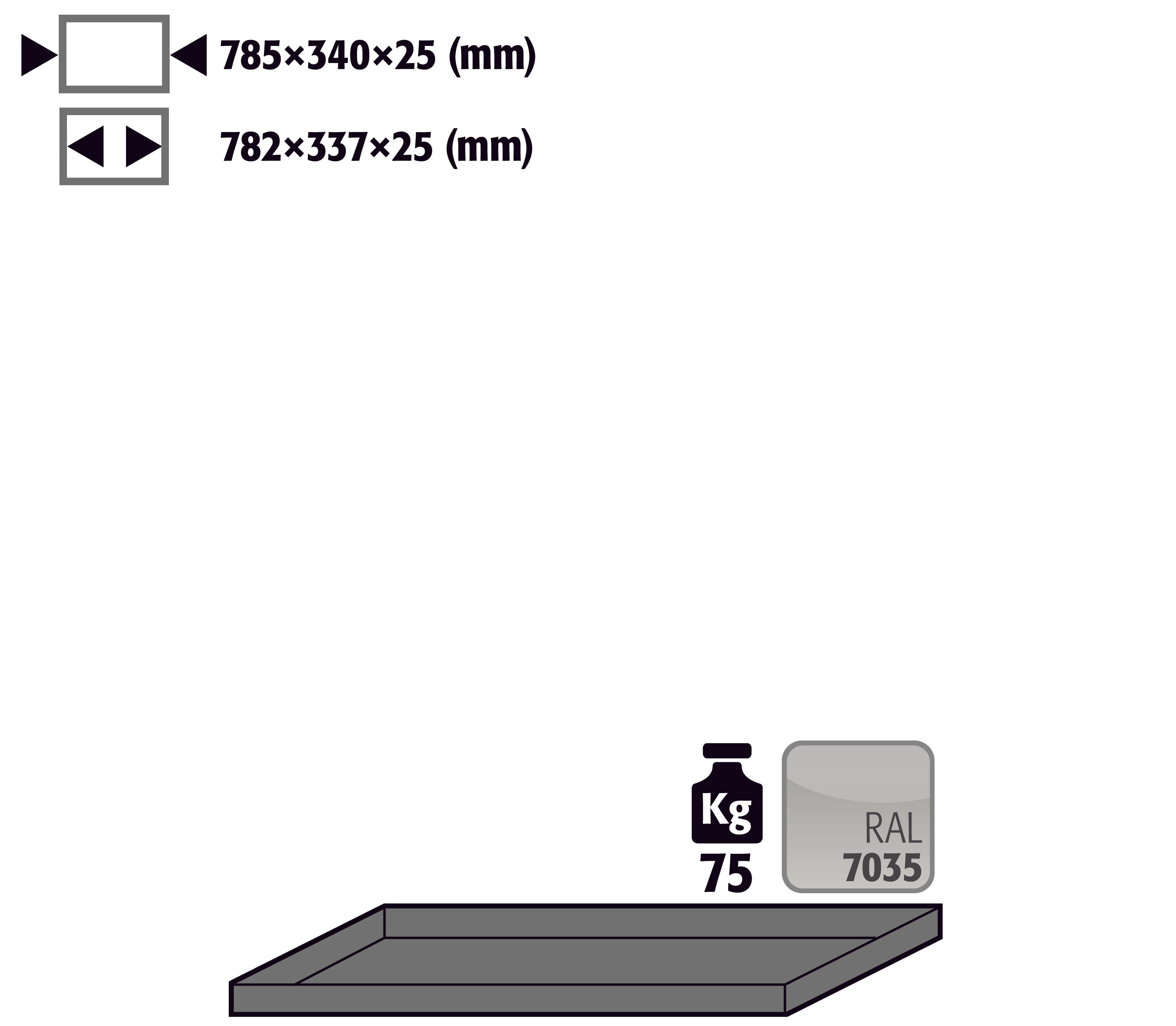 Étagère standard pour modèle(s): G30 avec une largeur de 900 mm, tôle d'acier revêtement par poudre lisse
