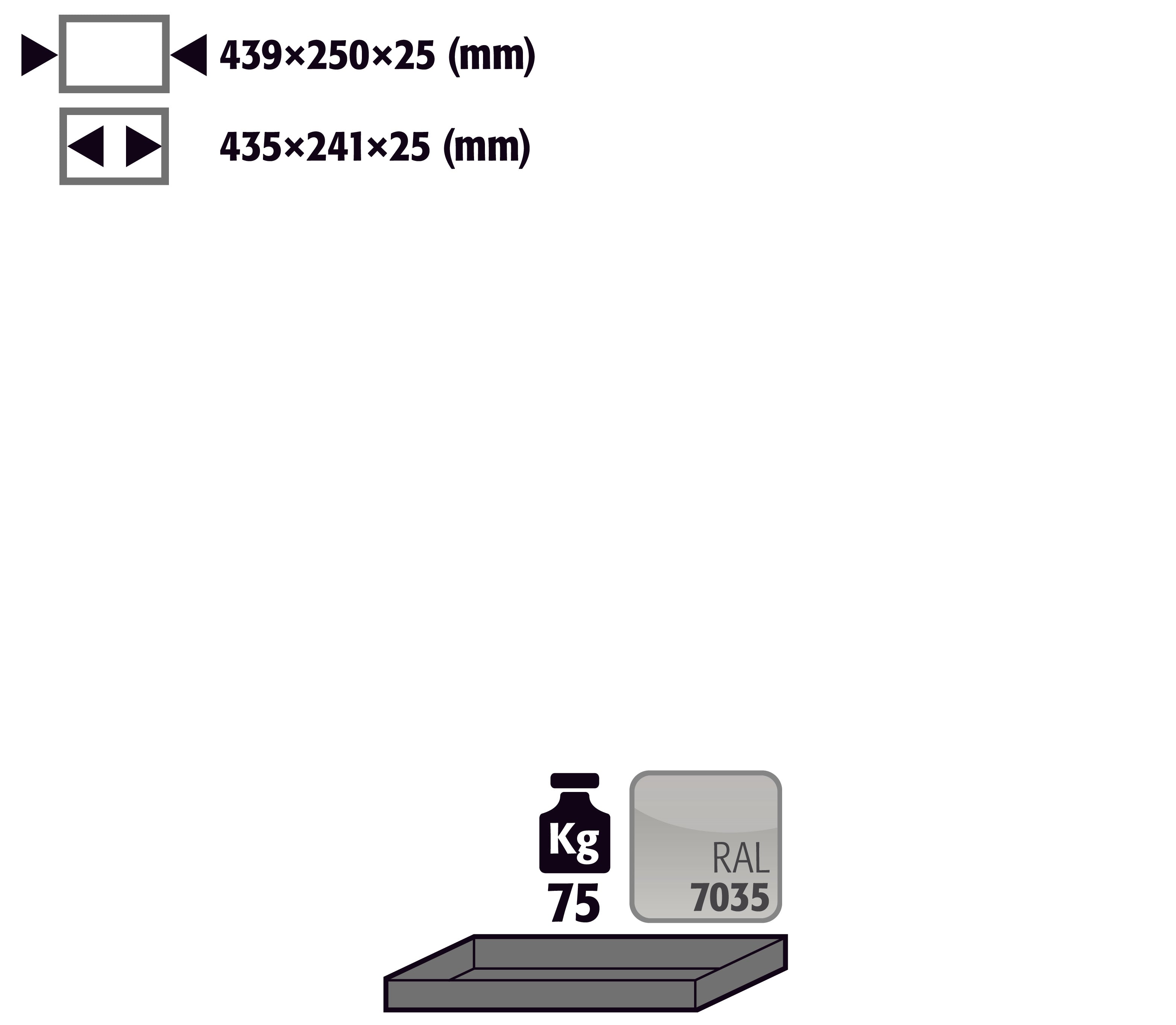 Étagère standard pour modèle(s): G90 avec une largeur de 600 mm, tôle d'acier revêtement par poudre lisse