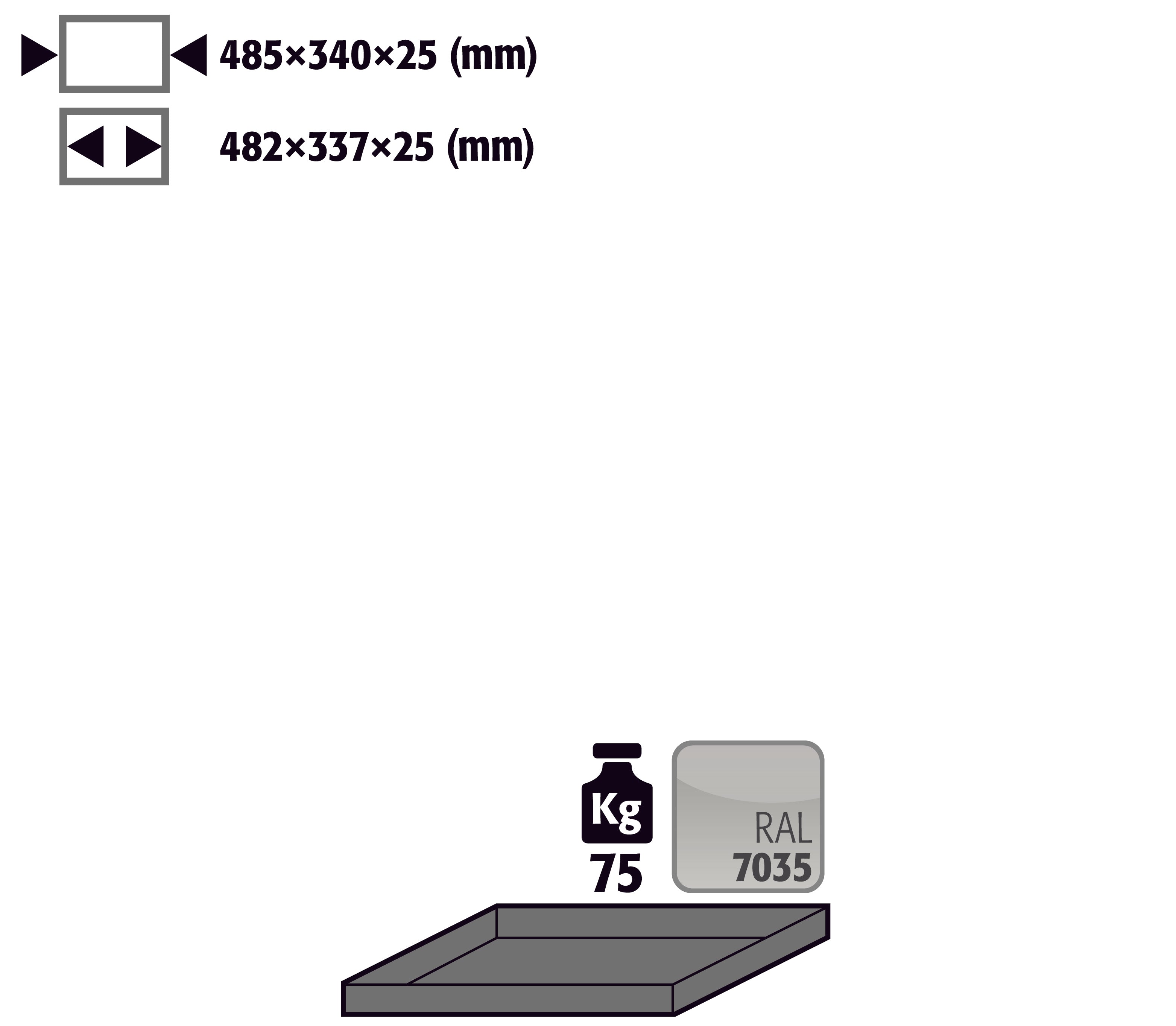 Étagère standard pour modèle(s): G30 avec une largeur de 600 mm, tôle d'acier revêtement par poudre lisse