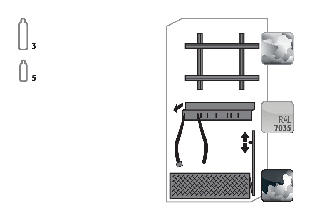 Komfortinneneinrichtung Druckgasflaschen für Modell(e): G90 mit Breite 900 mm, Stahlblech verzinkt und pulverbeschichtet