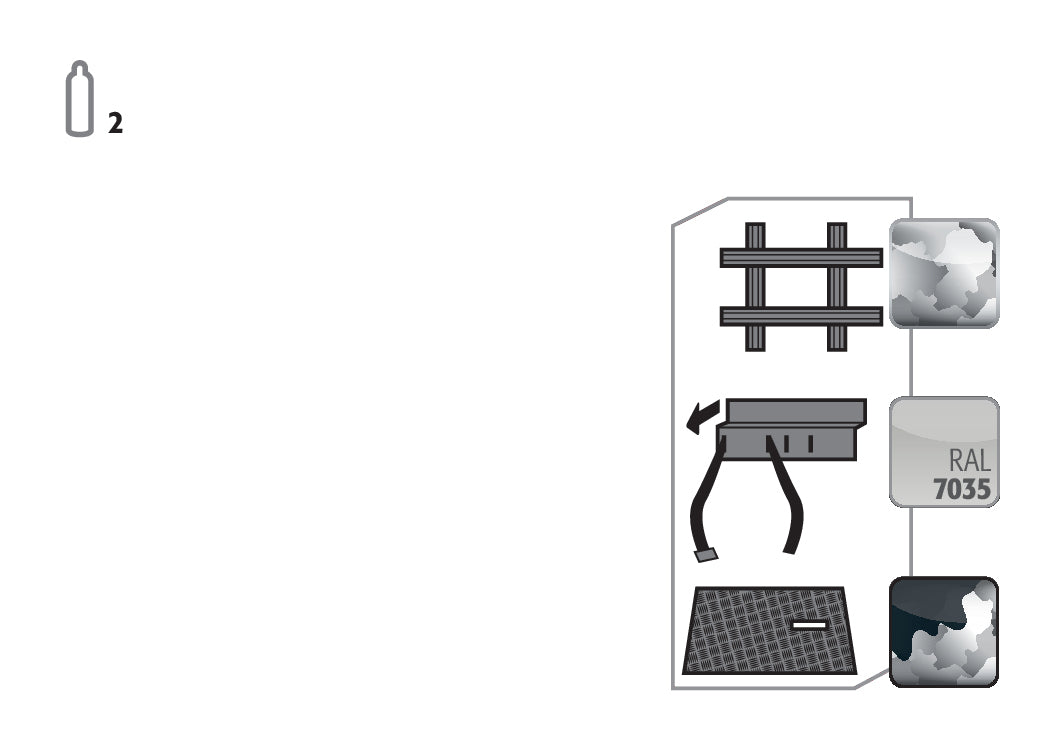 Standardinneneinrichtung Druckgasflaschen für Modell(e): G90 mit Breite 600 mm, Stahlblech verzinkt und pulverbeschichtet