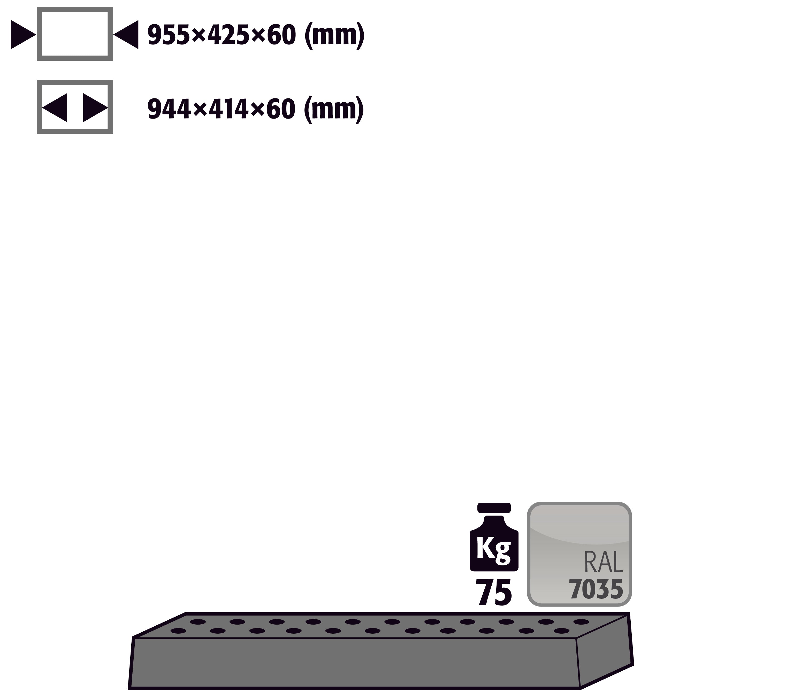 Lochblecheinsatz Standard für Modell(e): UB90, UB30 mit Breite 1100 mm, Stahlblech pulverbeschichtet glatt