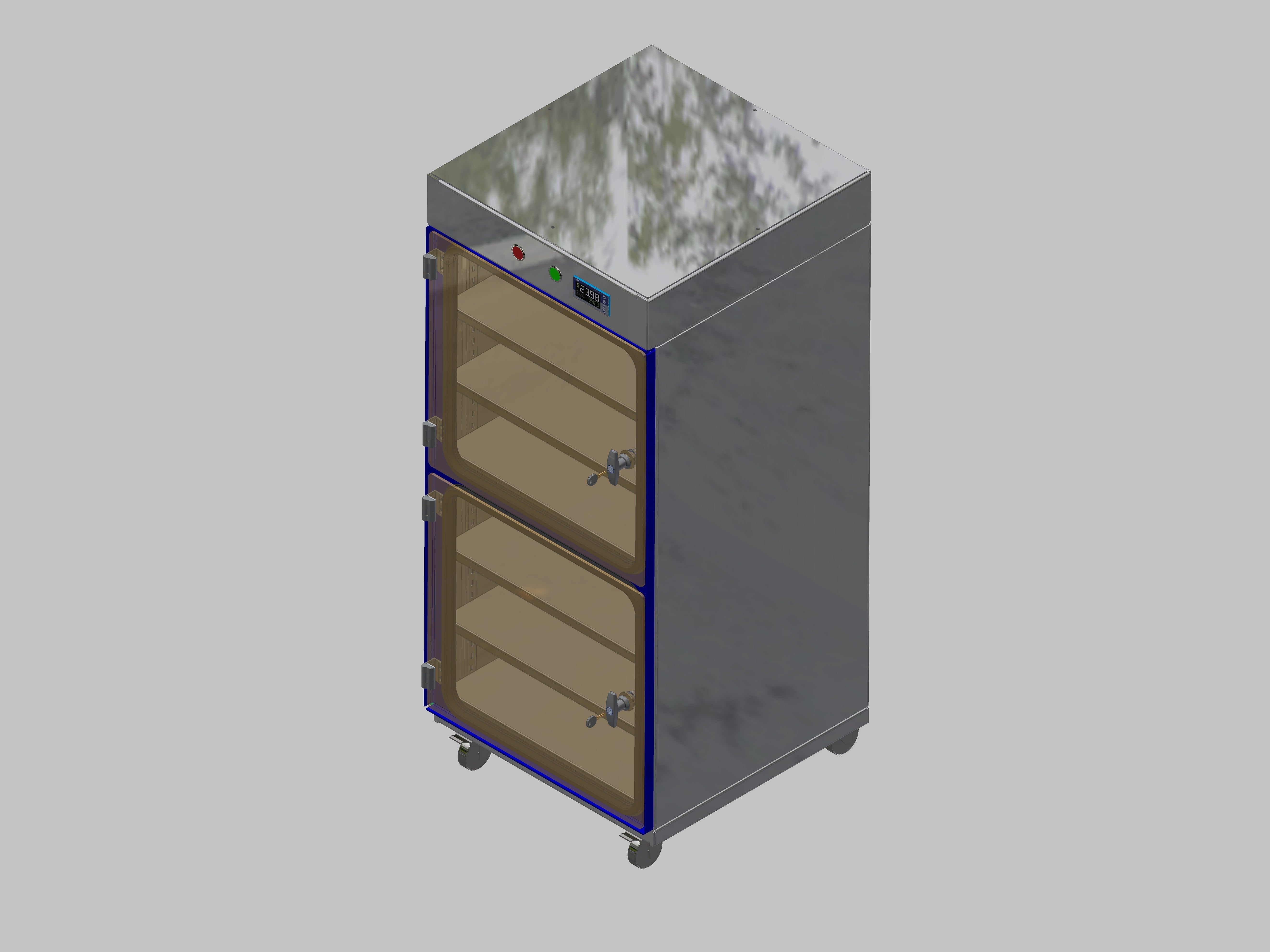 Dry storage cabinet-ITN-600-1 with 3 shelves per compartment and base design with wheels