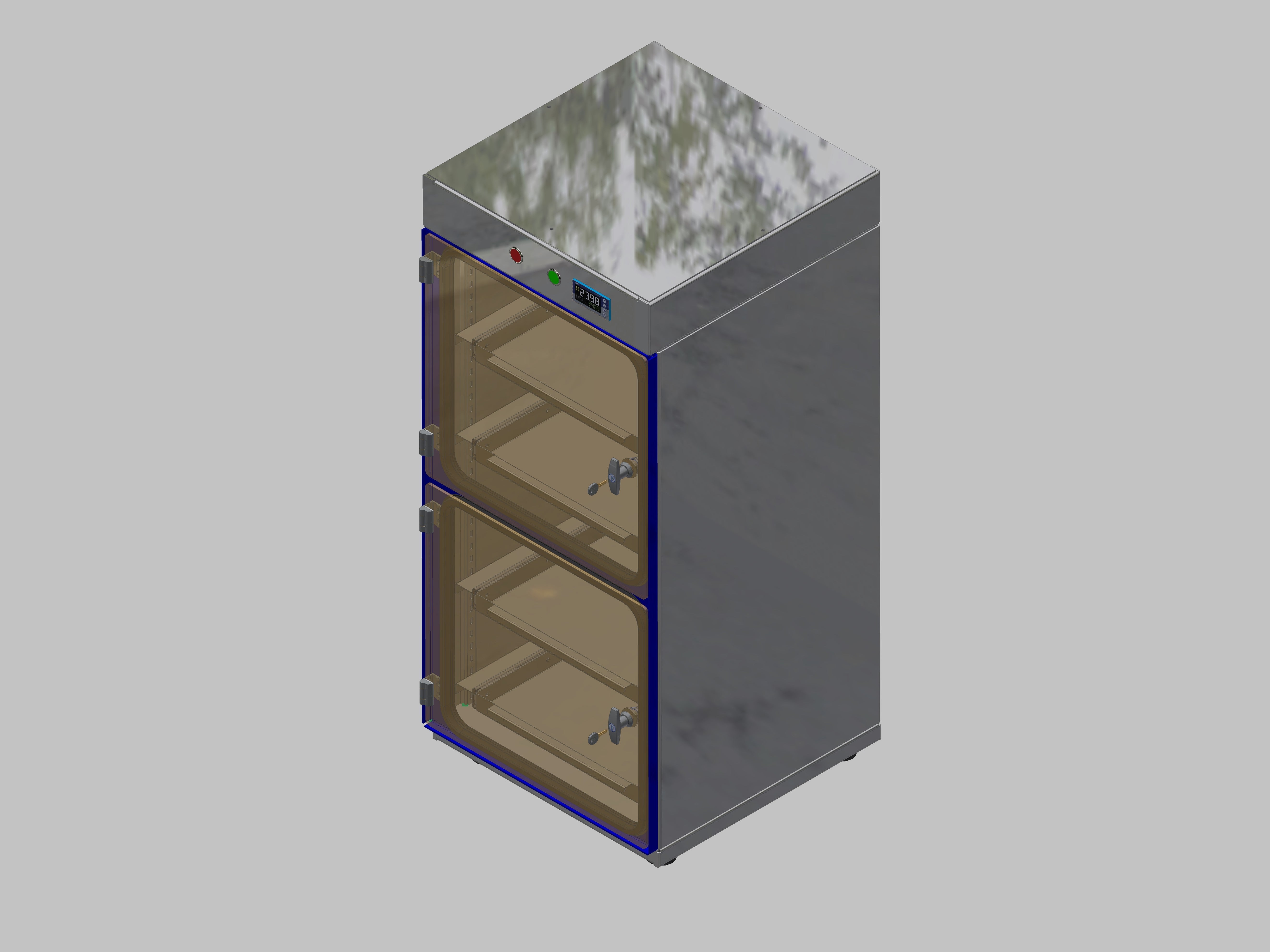 Dry storage cabinet-ITN-600-2 with 2 drawers per compartment and base design with adjustable feet