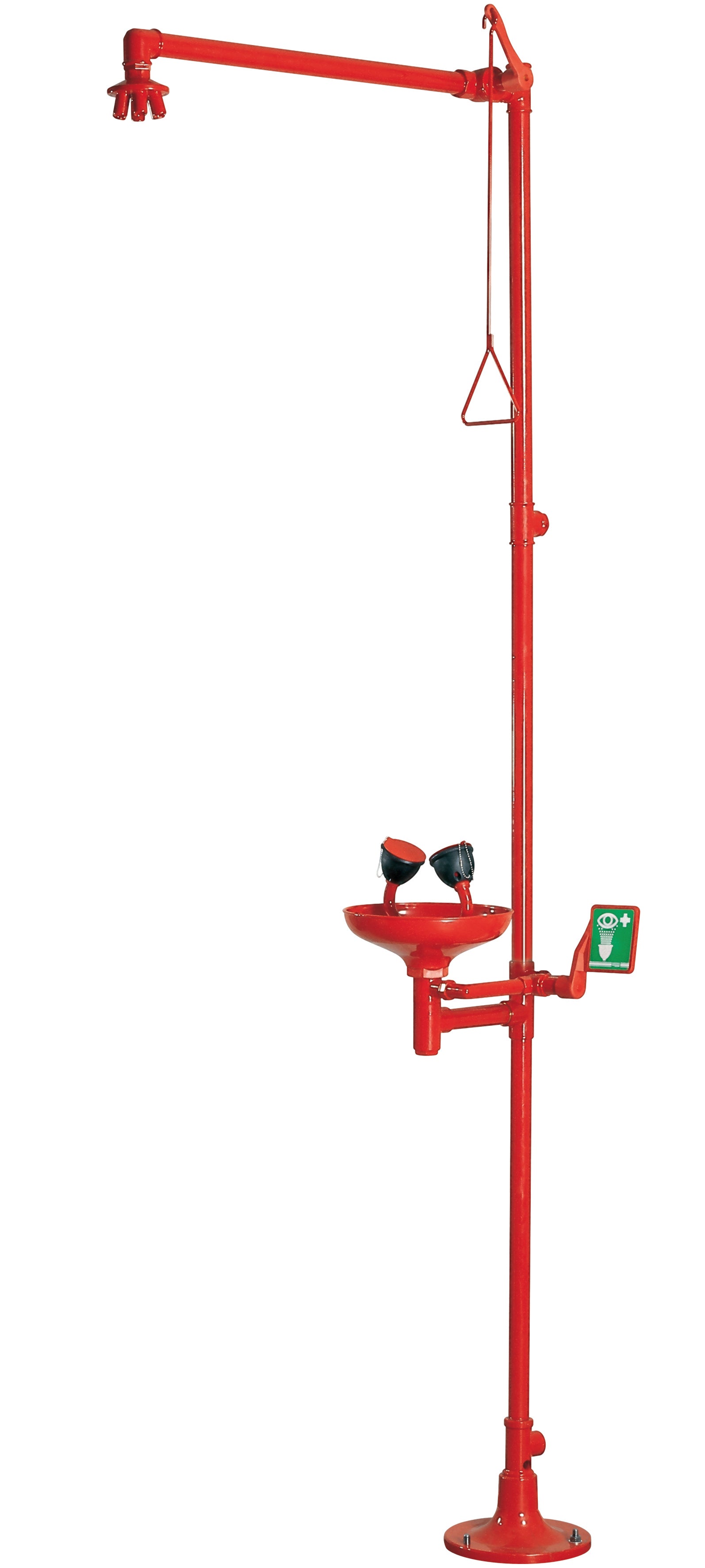 Body shower steel red, free standing, steel powder-coated smooth