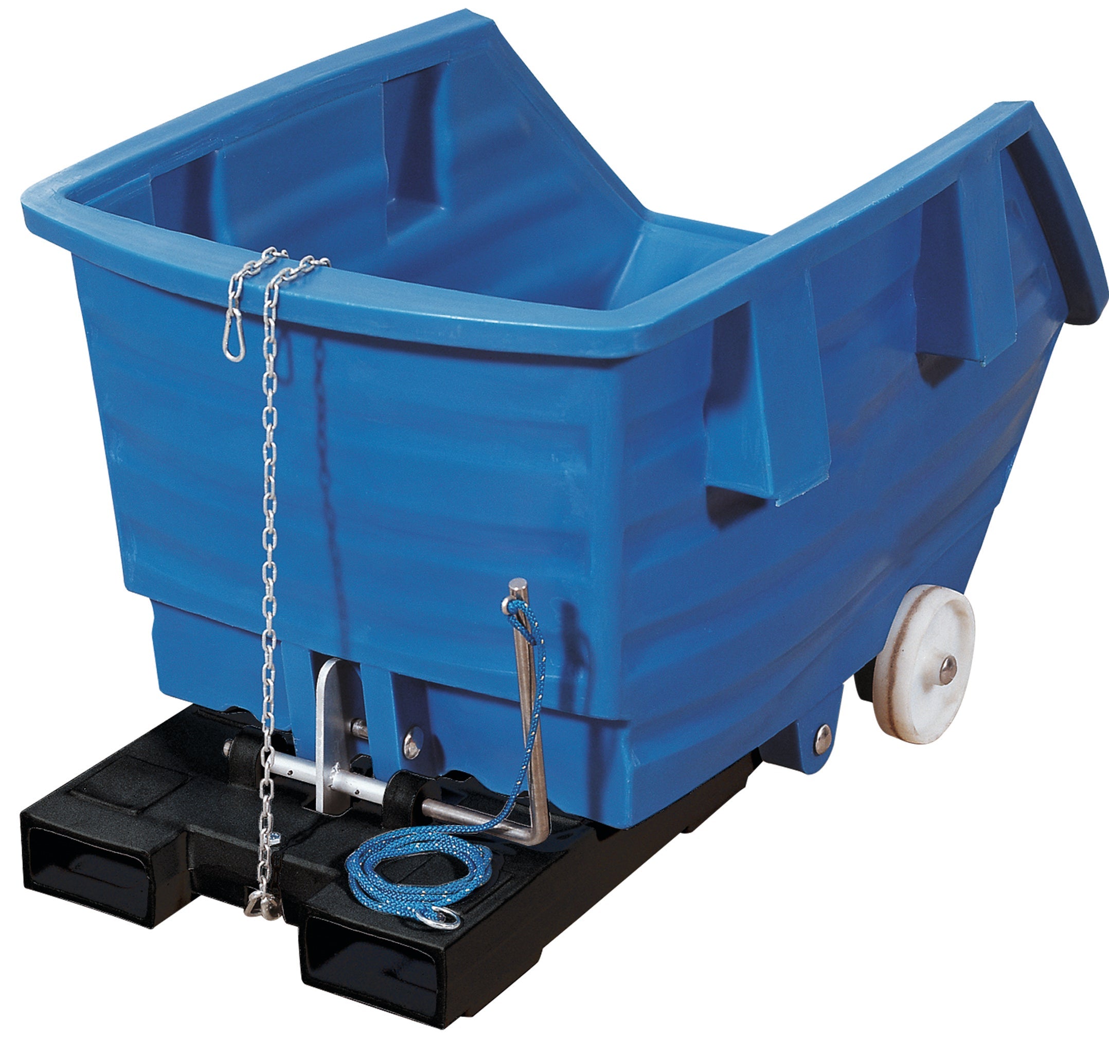 Tipping container PE blue with swivel castors, 750 L, 1650x925x1150, polyethylen