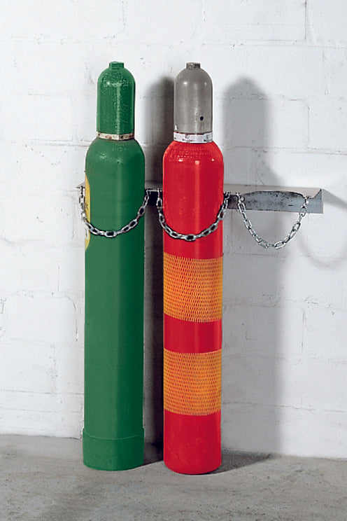 Gasflaschen-Wandhalterung aus Stahl für 3 Flaschen à  Ø 140 mm, Stahl verzinkt