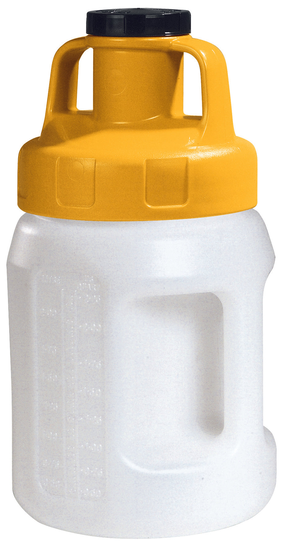 Oil can PE-HD white 2 L with yellow all-purpose lid, polyethylen (high density)