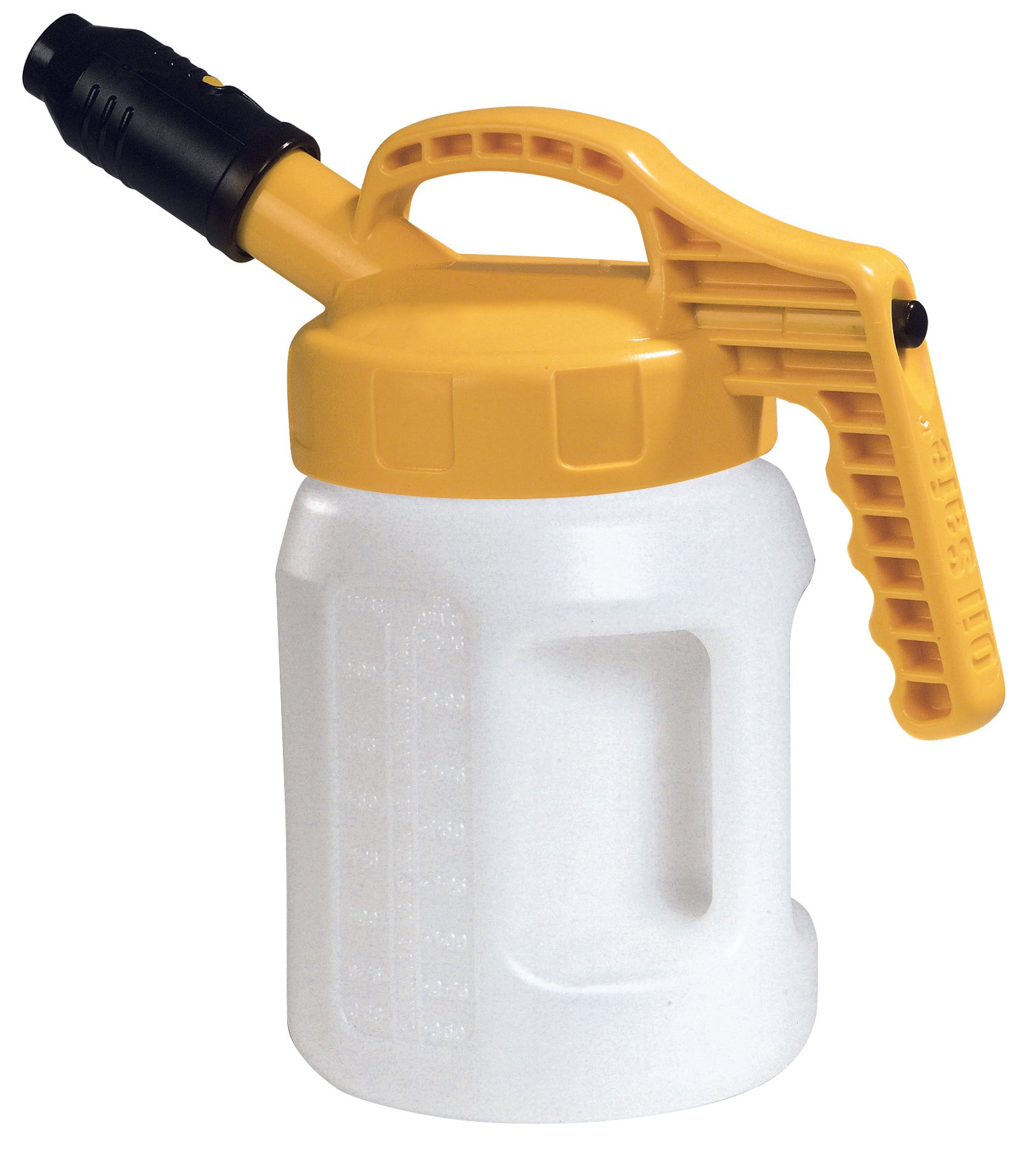 Öl-Kanne aus HDPE 2 Liter mit gelbem Deckel und kurzer Auslauftülle, Polyethylen (high density)