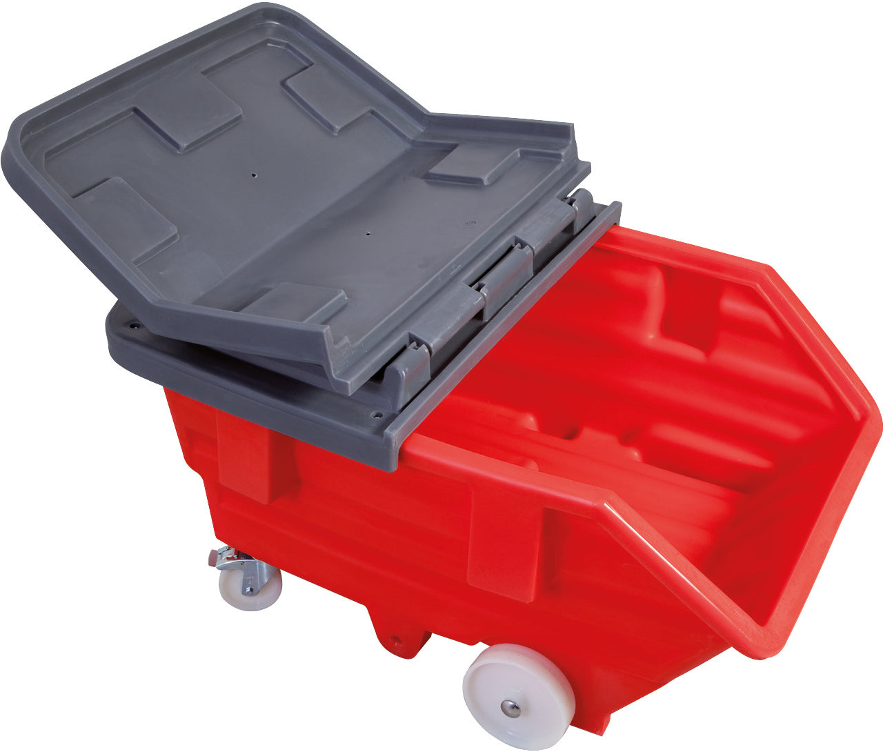 Kippwagen PE Rot mit Rollen, 750 L, 1570x930x1150, Polyethylen