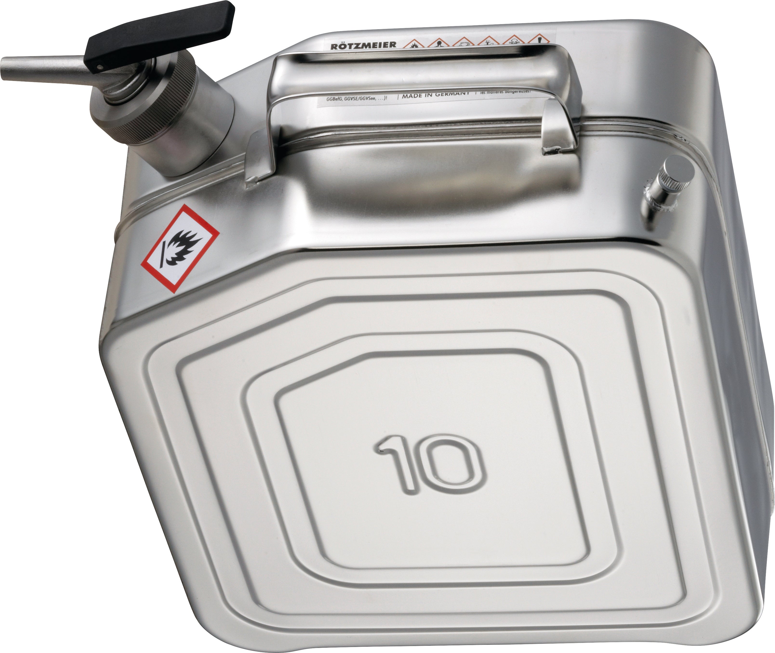 Safety canister st.steel 1.4571, 10 L, stainless steel 1.4571 polished