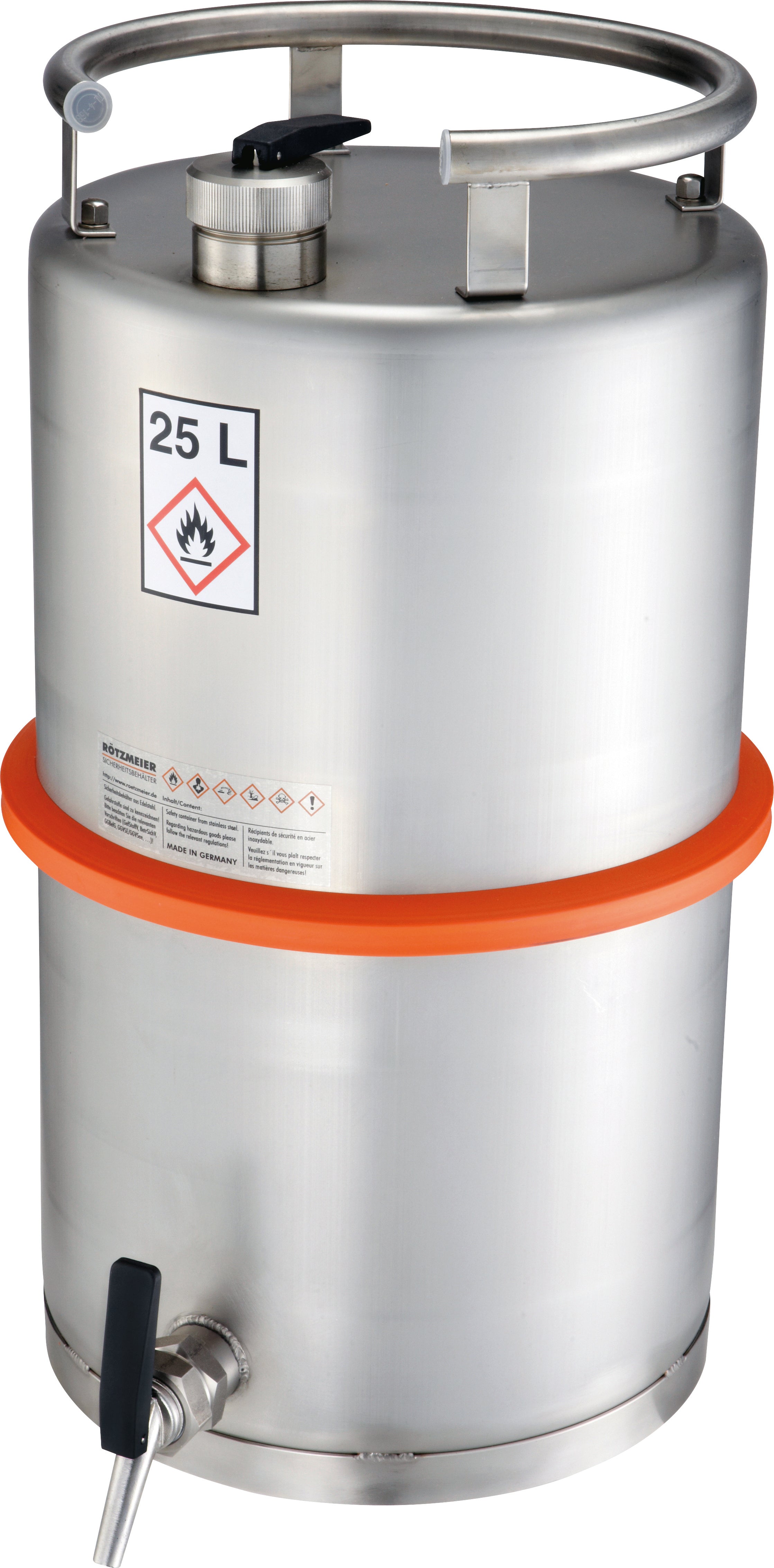 Safety container st.steel 1.4571, 25 L, stainless steel 1.4571 mat