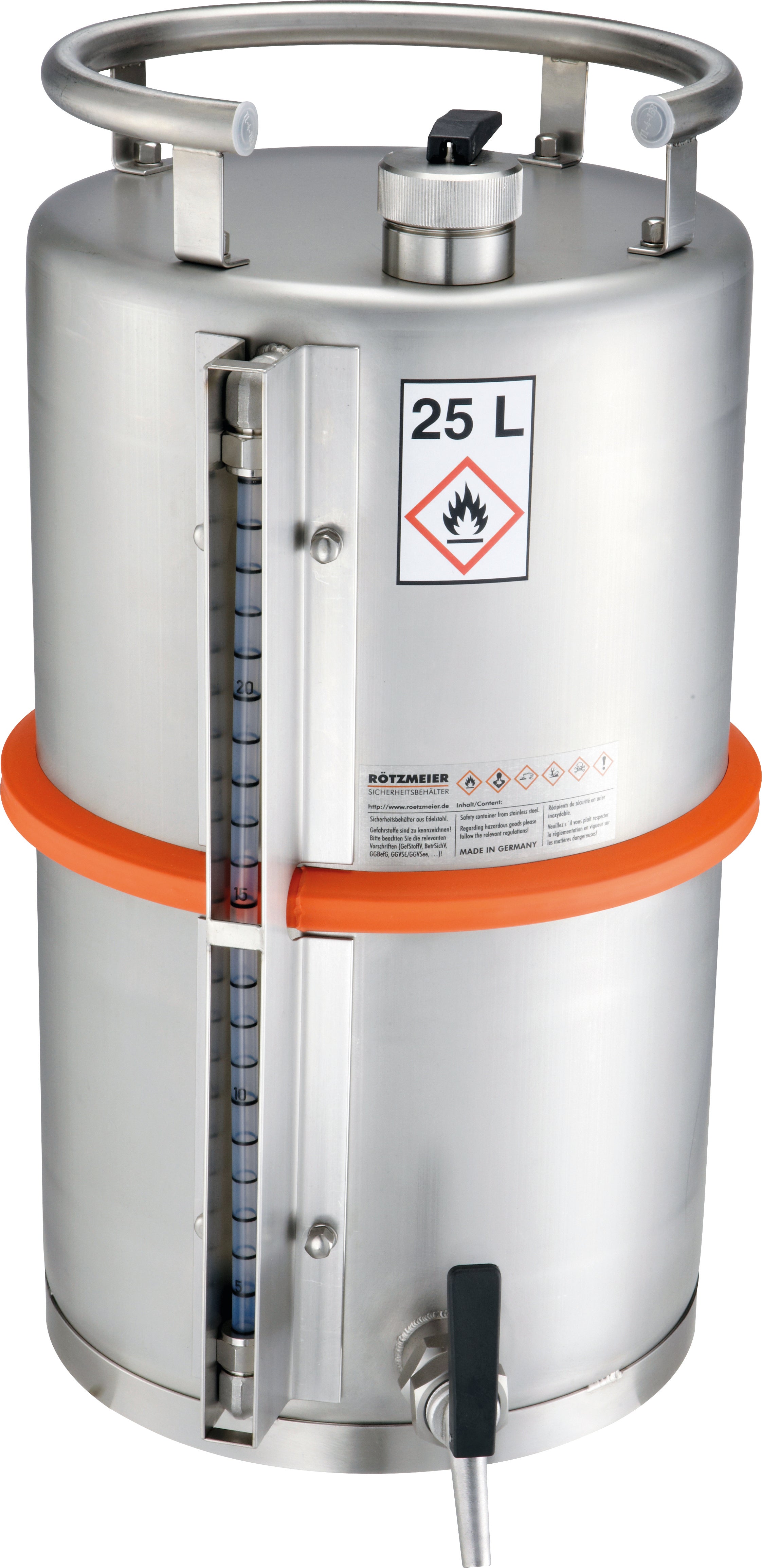 Safety container st.steel 1.4571, 25 L, stainless steel 1.4571 mat