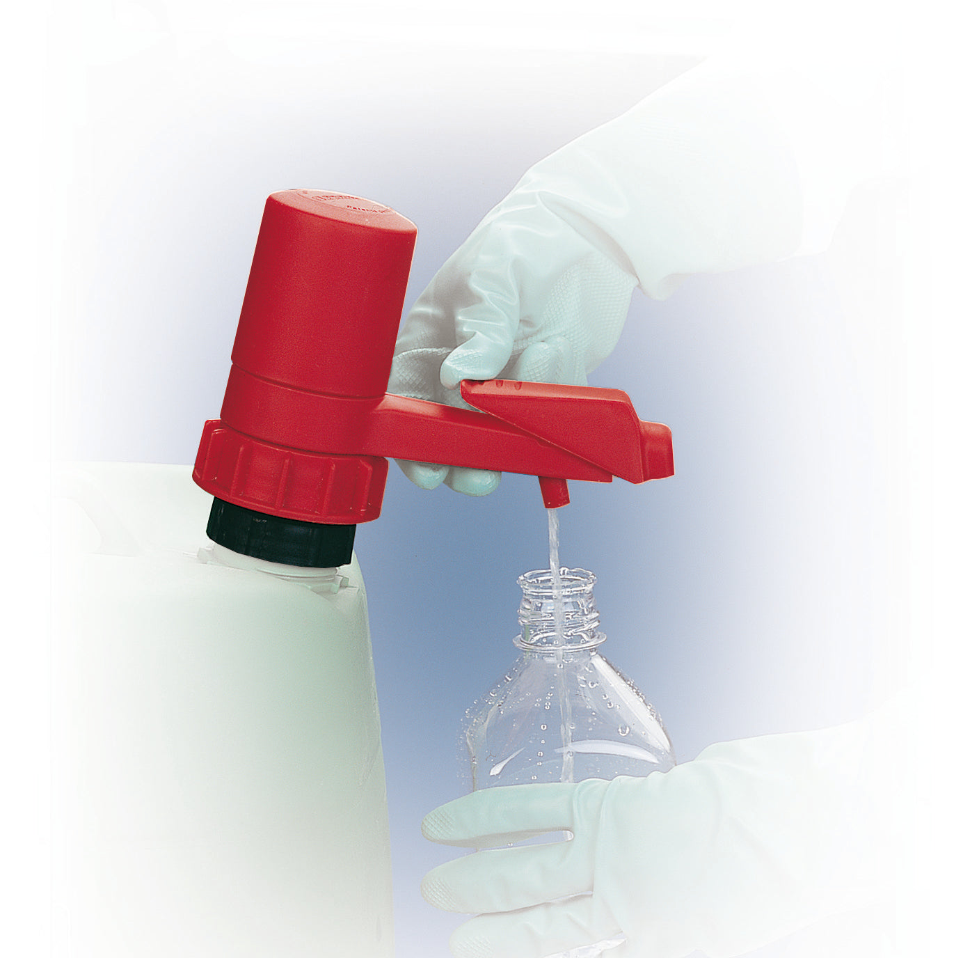 Pompe de réservoir en polyprophylène, PE, FKM pour récipients jusqu'à 60 litres, rouge, polypropylène