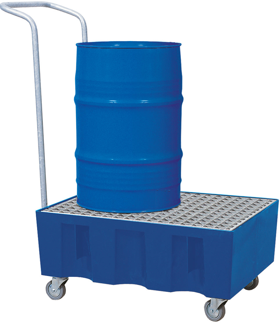 Sump pallet with castors PE-LD with galvanised grid 725x525x330, polyethylen (low density)