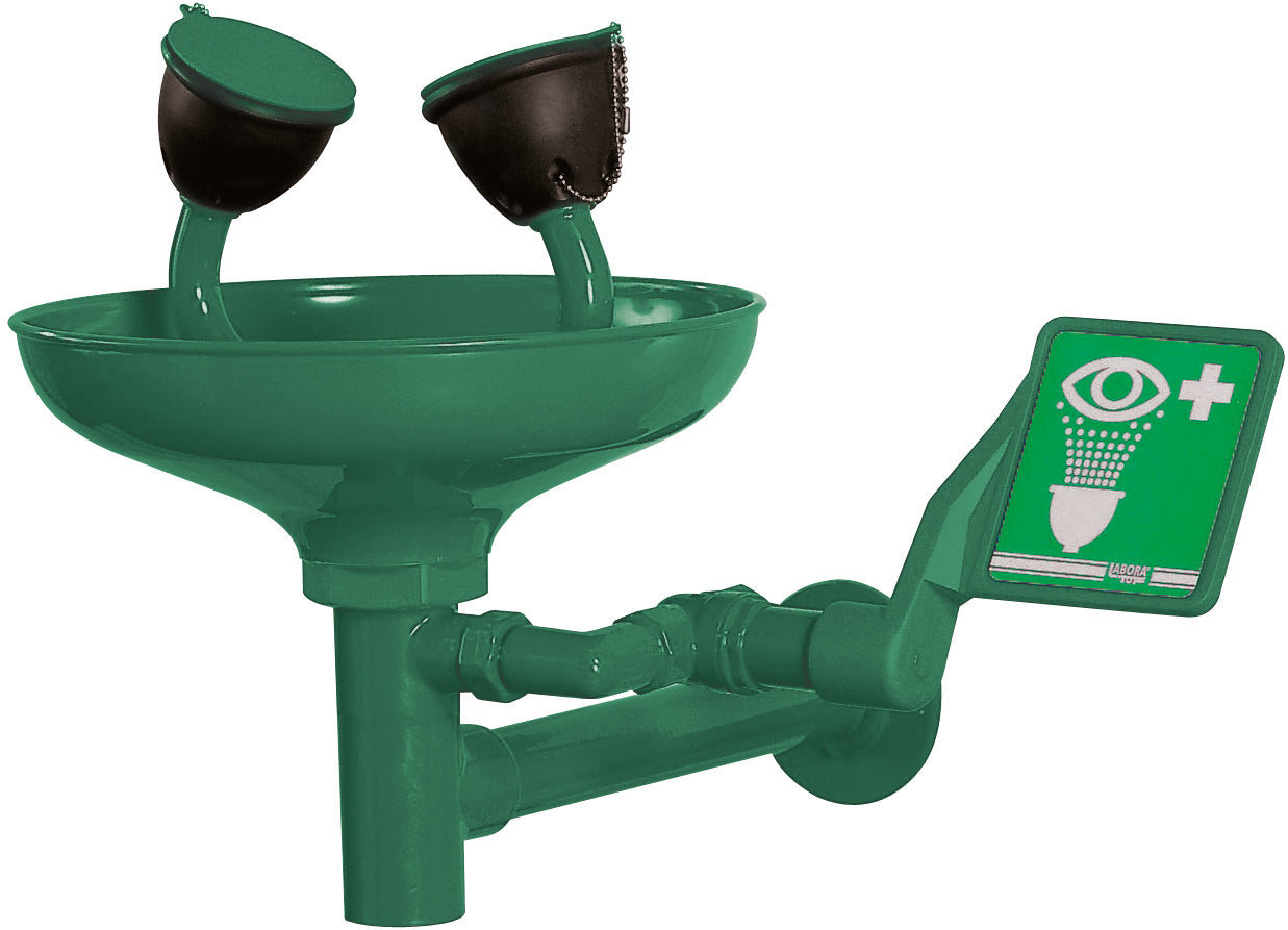 Eye shower ABS green, wall mounting, acrylnitrilbutadienstyrol