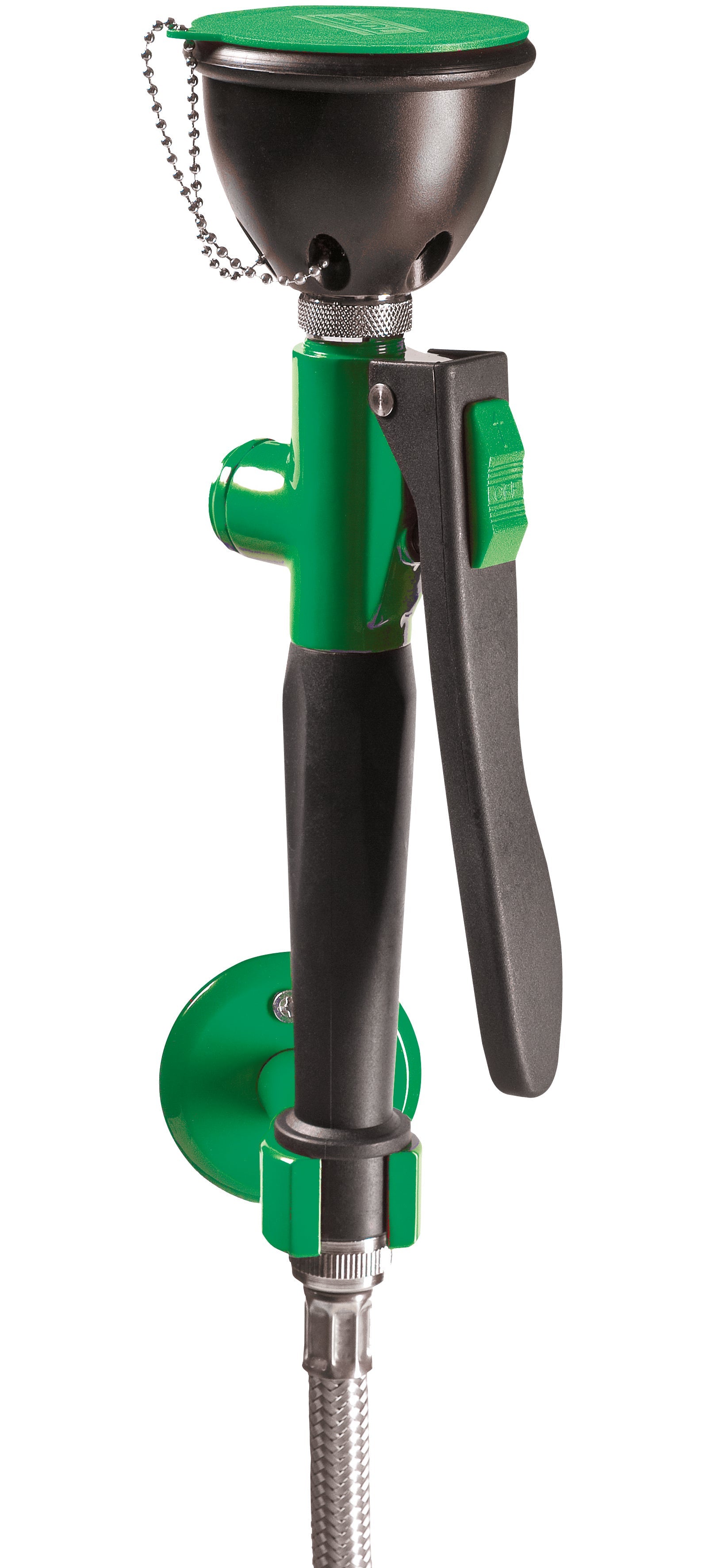 Single-handed eye shower, extendable, wall mounting 90°, green