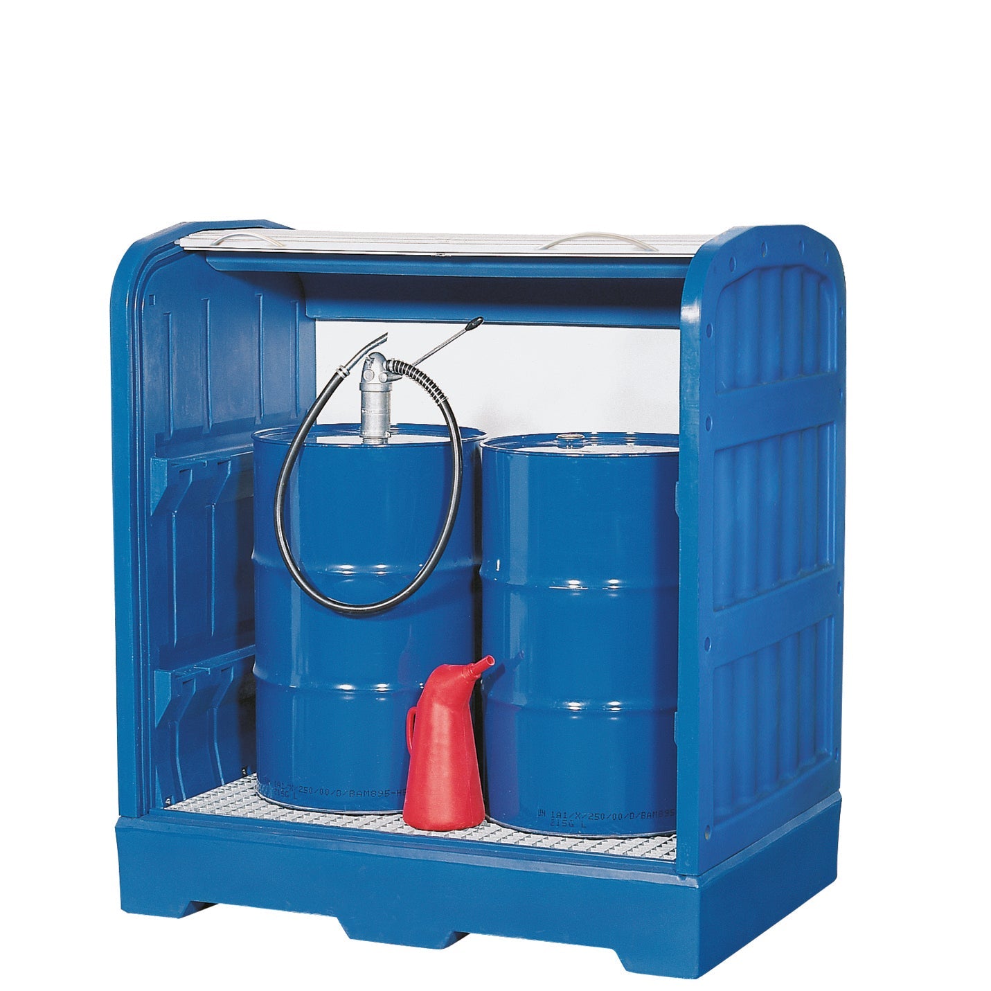 Depot accessible by forklift PE-LD with galvanised grid 1560x1030x1670, polyethylen (low density)