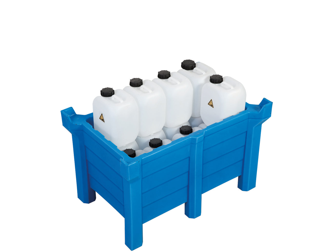 Récipients à empilement en polyéthylène bleu fermés, 90 litres, 500x500x800, polyéthylène