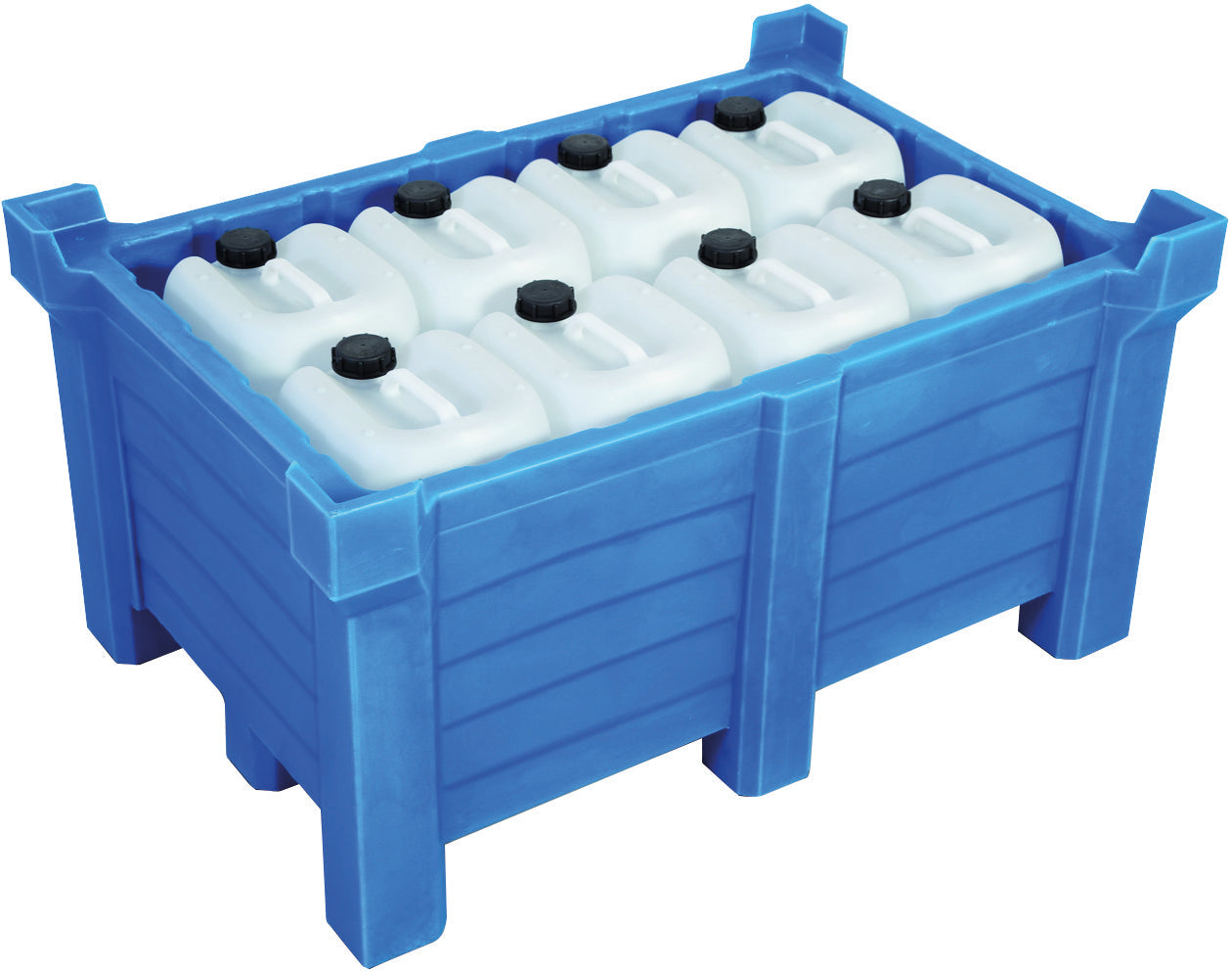 Récipients à empilement en polyéthylène bleu fermés, 260 litres, 800x600x1000, polyéthylène
