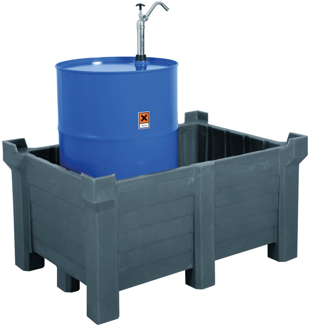 Stacking containers PE grey, 300 L, 800x600x1200, polyethylen