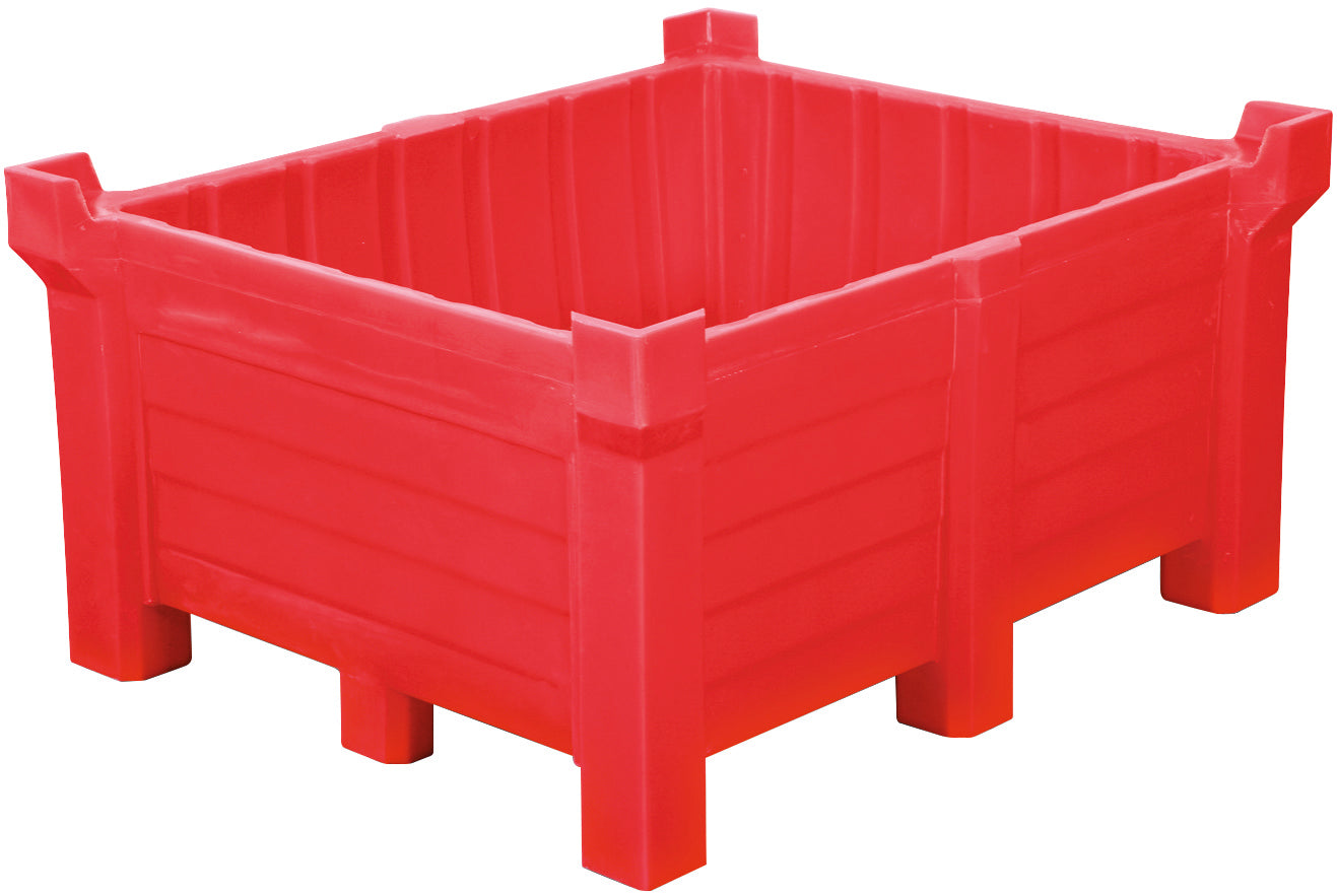 Récipients à empilement en polyéthylène rouge fermés, 300 litres, 800x600x1200, polyéthylène