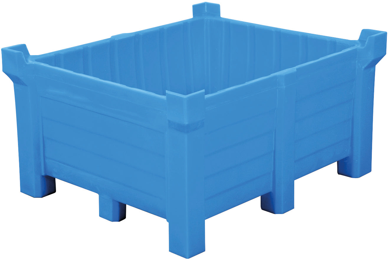 Récipients à empilement en polyéthylène bleu fermés, 300 litres, 800x600x1200, polyéthylène