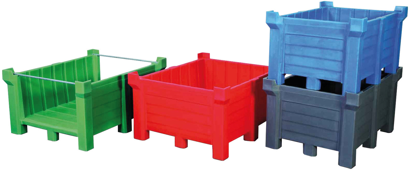 Stacking containers PE blue, 400 L, 1000x600x1200, polyethylen