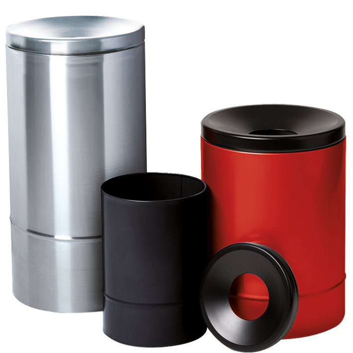 Self-extinguishing paper bin steel black, 15 L, steel powder-coated smooth