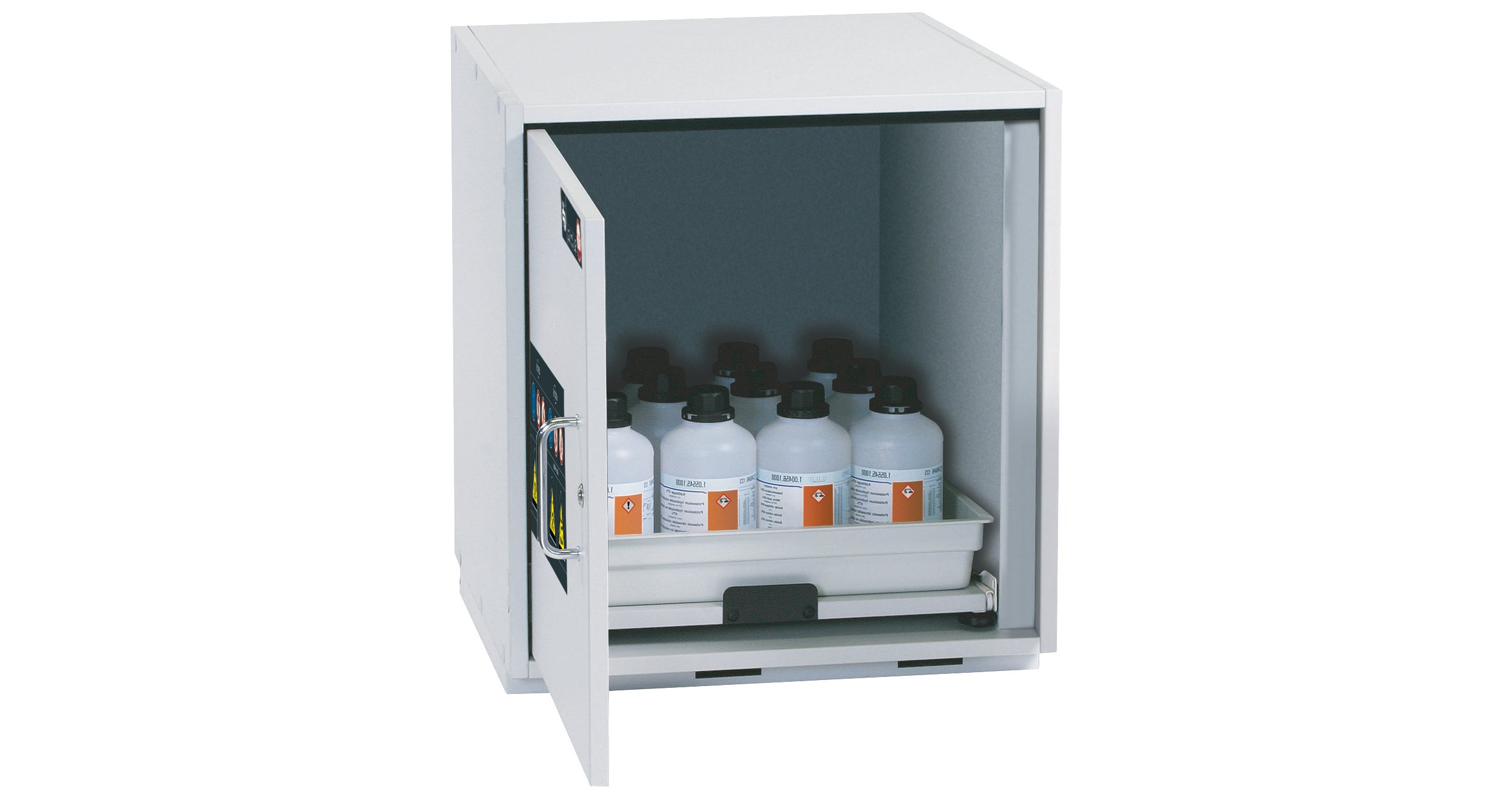 Acid and alkali base cabinet SL-CLASSIC-UB model SL.060.059.UB.T in light gray with 1x AbZ shelf pull-out (FP plate/polypropylene)
