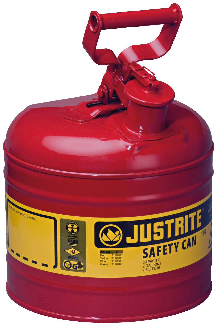 Récipient de sécurité tôle d'acier revêtu époxy rouge, contenu: 7,5 litres, tôle d'acier revêtement par poudre lisse