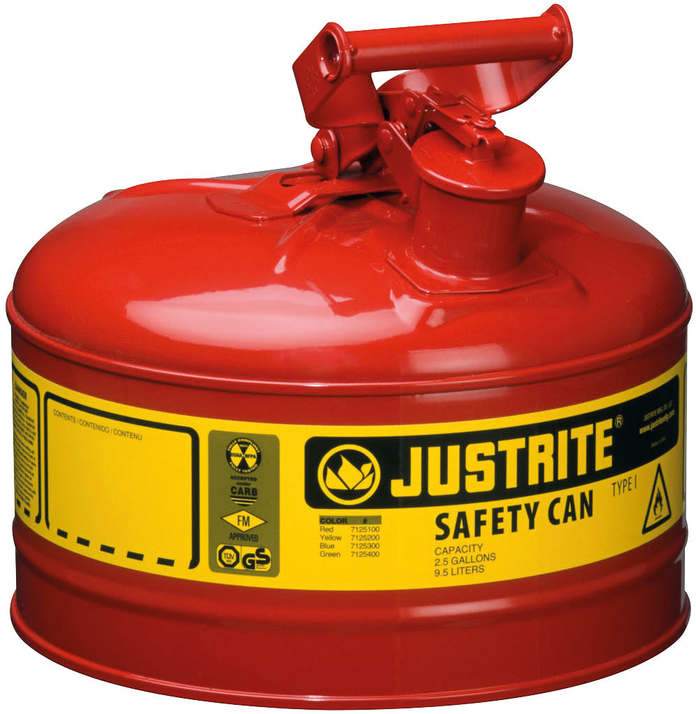 Récipient de sécurité tôle d'acier revêtu époxy rouge, contenu: 9,5 litres, tôle d'acier revêtement par poudre lisse