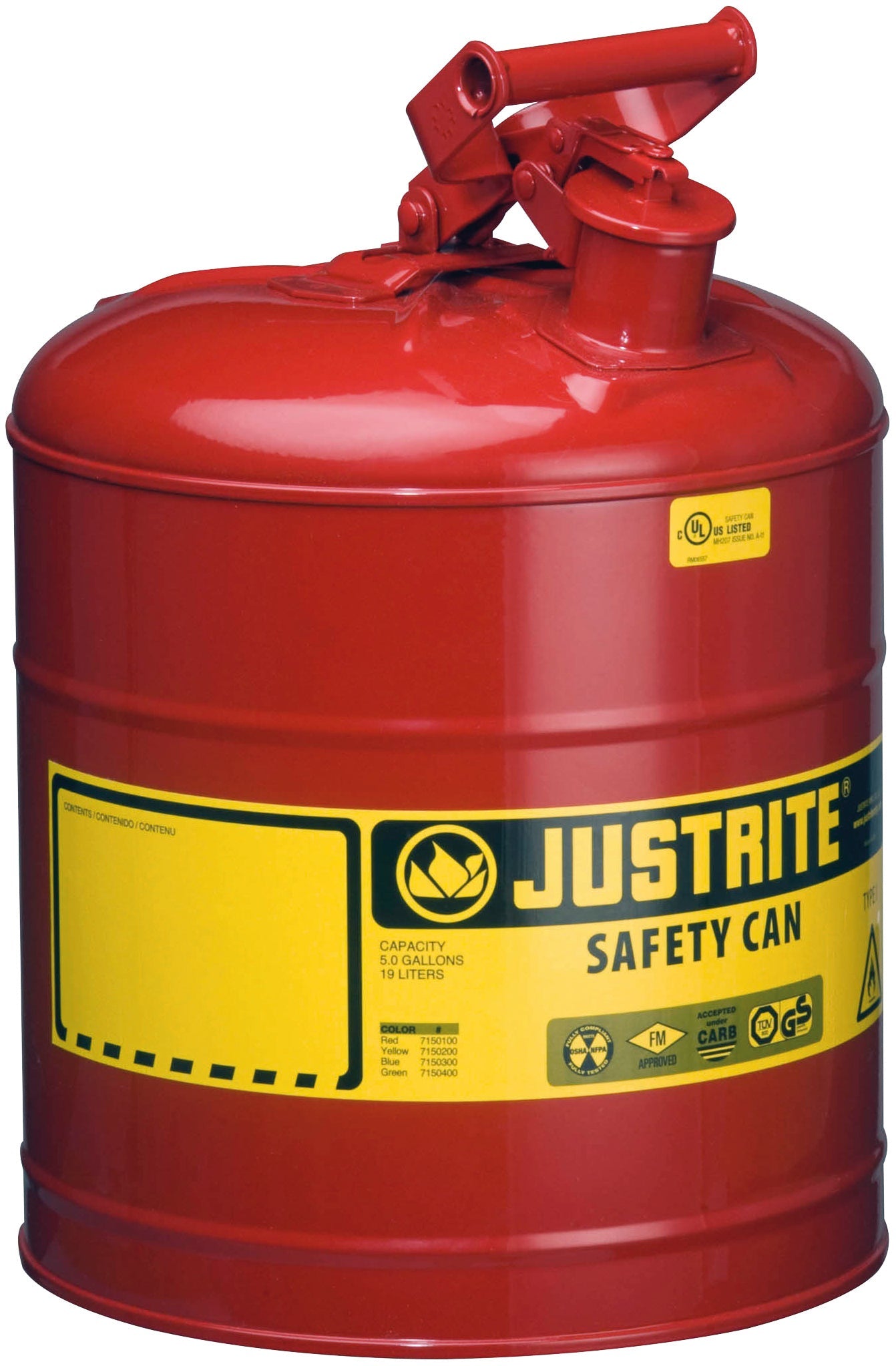 Récipient de sécurité tôle d'acier revêtu époxy rouge, contenu: 19 litres, tôle d'acier revêtement par poudre lisse