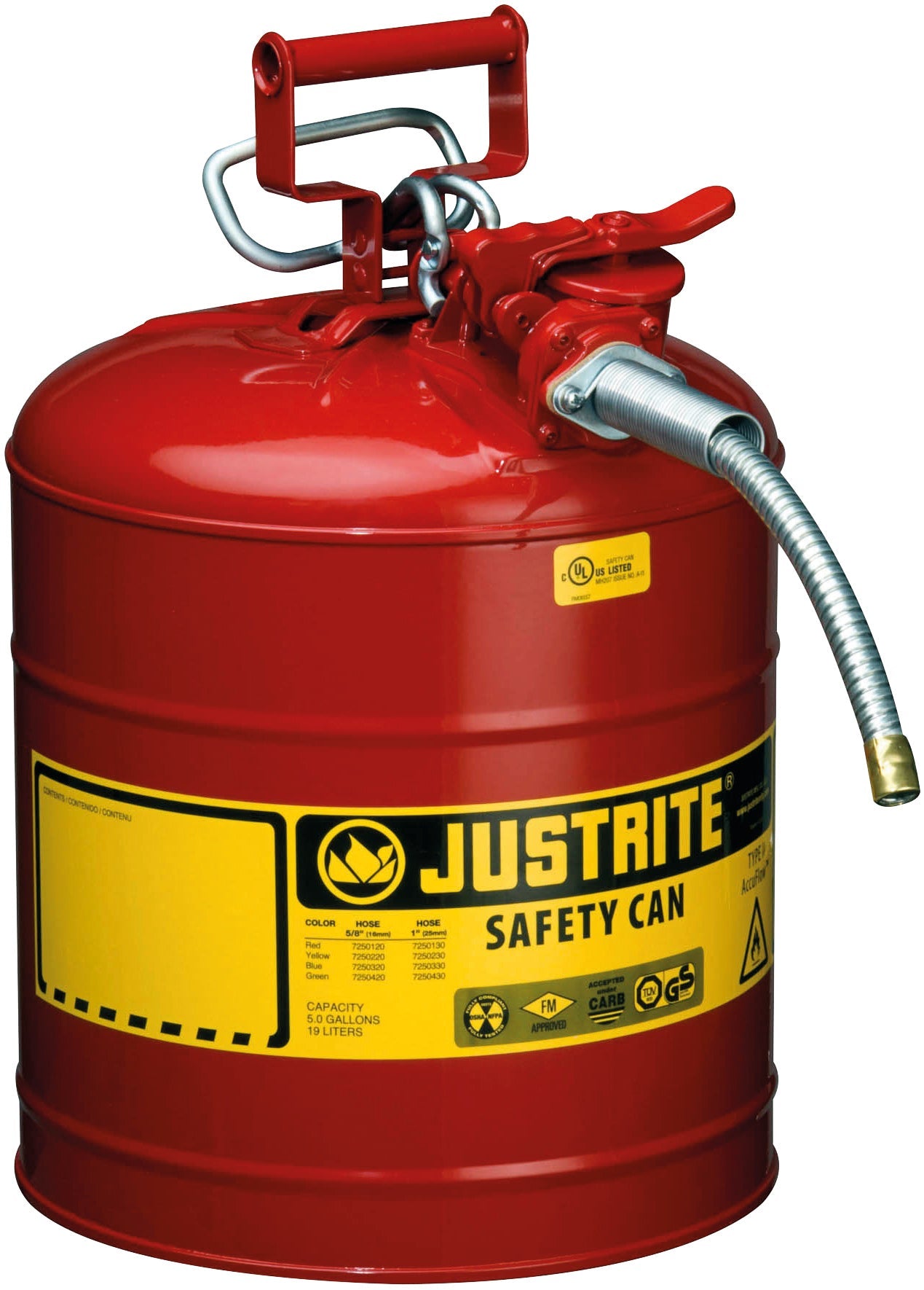 Récipient de sécurité acier revêtu époxy rouge, contenu: 19 litres, Schlauch, tôle d'acier revêtement par poudre lisse