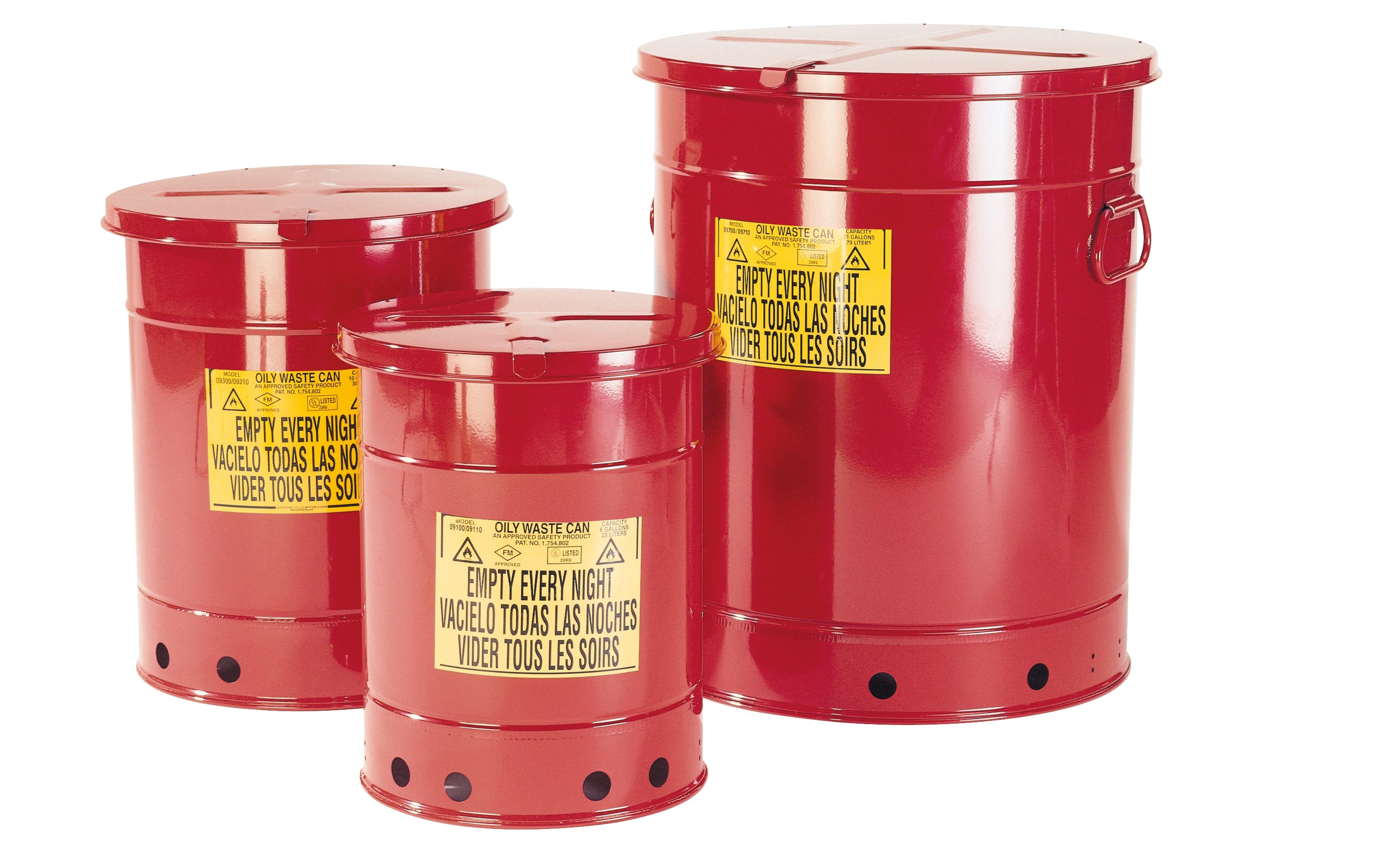 Disposal bin sh.steel red, 20 L with hand operation, sheet steel galvanized and painted