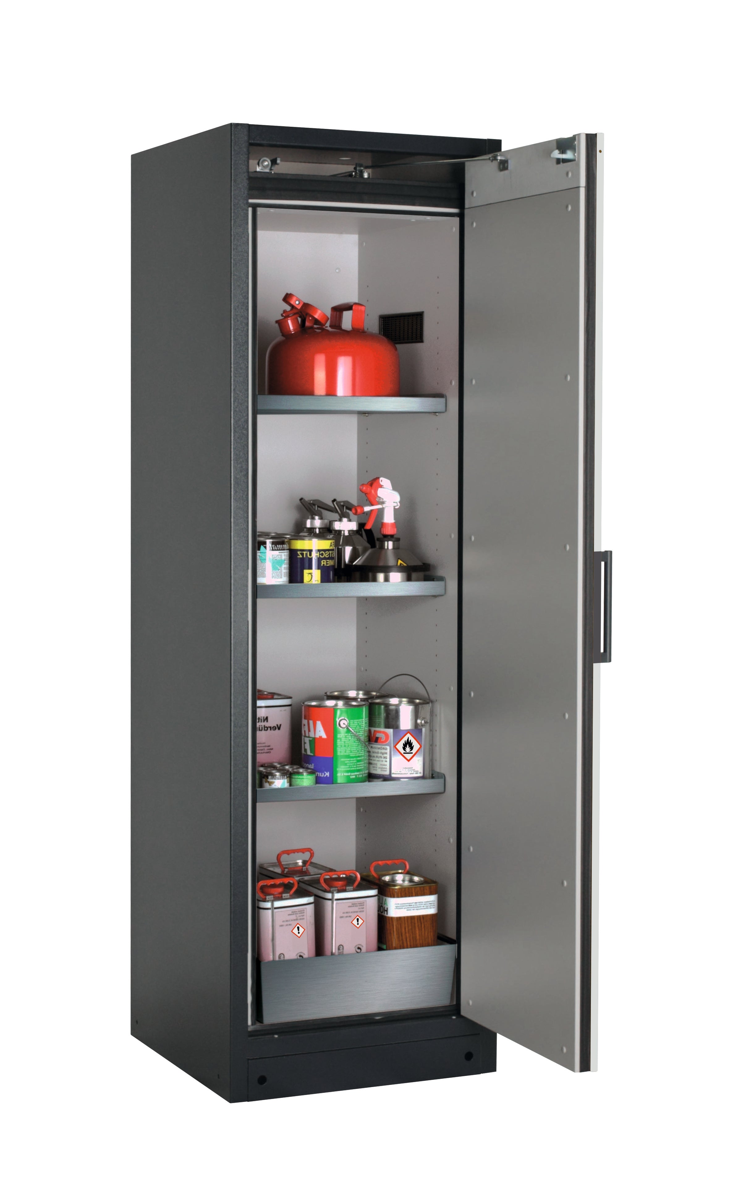 Typ 90 Sicherheitsschrank Q-PEGASUS-90 Modell Q90.195.060.WDACR in lichtgrau RAL 7035 mit 3x Fachboden Standard (Edelstahl 1.4301)