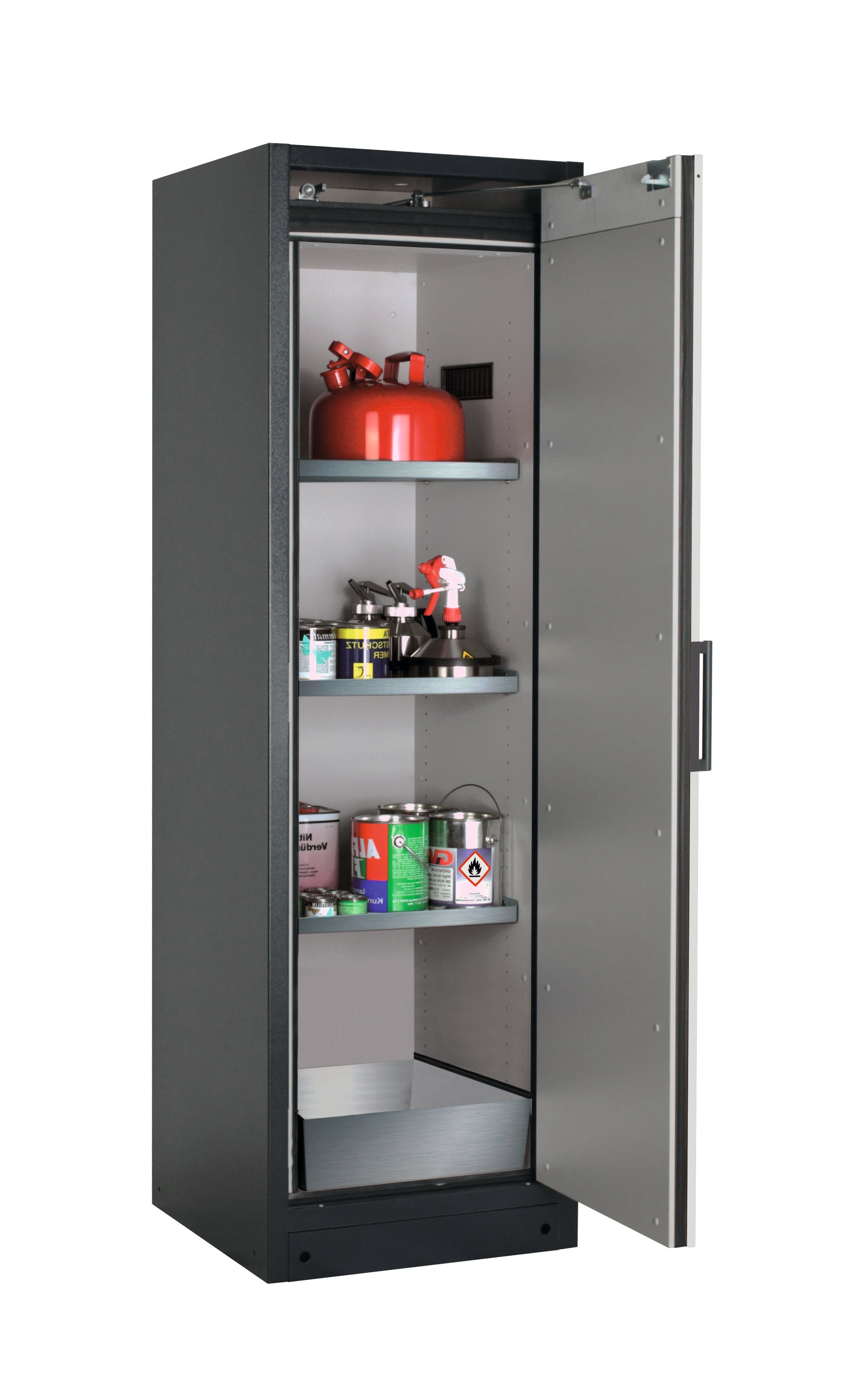 Typ 90 Sicherheitsschrank Q-PEGASUS-90 Modell Q90.195.060.WDACR in lichtgrau RAL 7035 mit 3x Fachboden Standard (Edelstahl 1.4301)