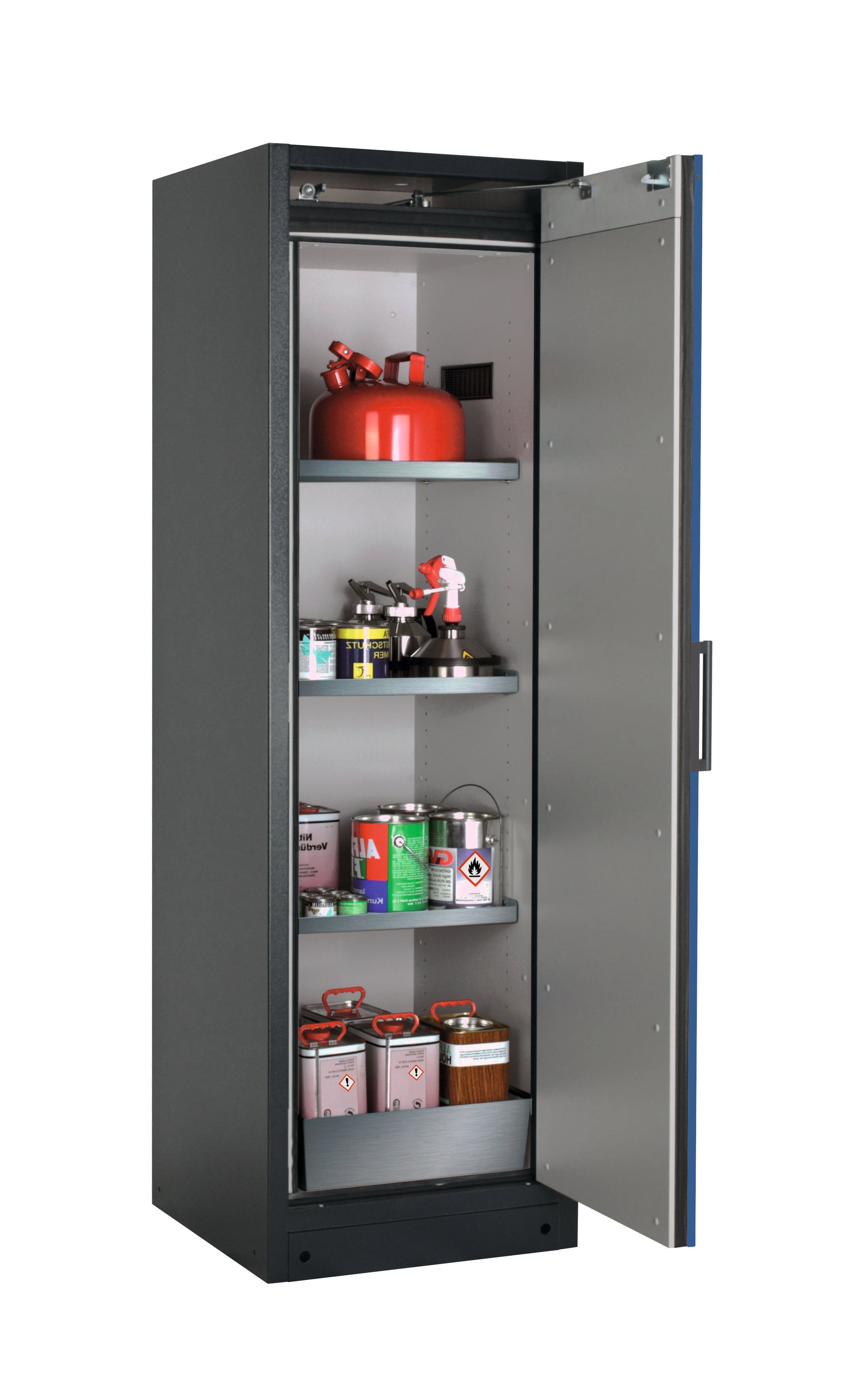 Typ 90 Sicherheitsschrank Q-PEGASUS-90 Modell Q90.195.060.WDACR in enzianblau RAL 5010 mit 3x Fachboden Standard (Edelstahl 1.4301)