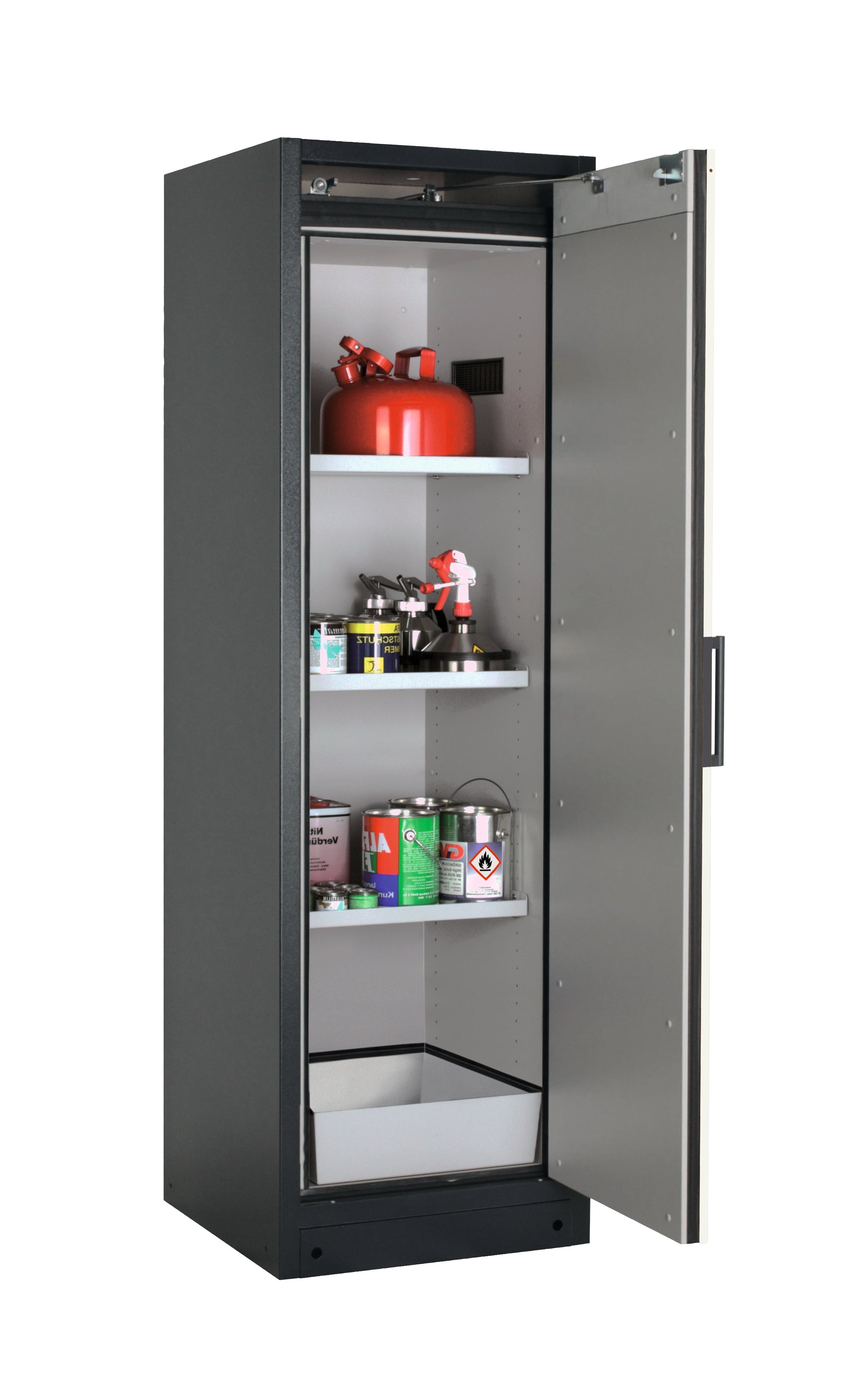 Typ 90 Sicherheitsschrank Q-PEGASUS-90 Modell Q90.195.060.WDACR in asecos Silber mit 3x Fachboden Standard (Stahlblech)