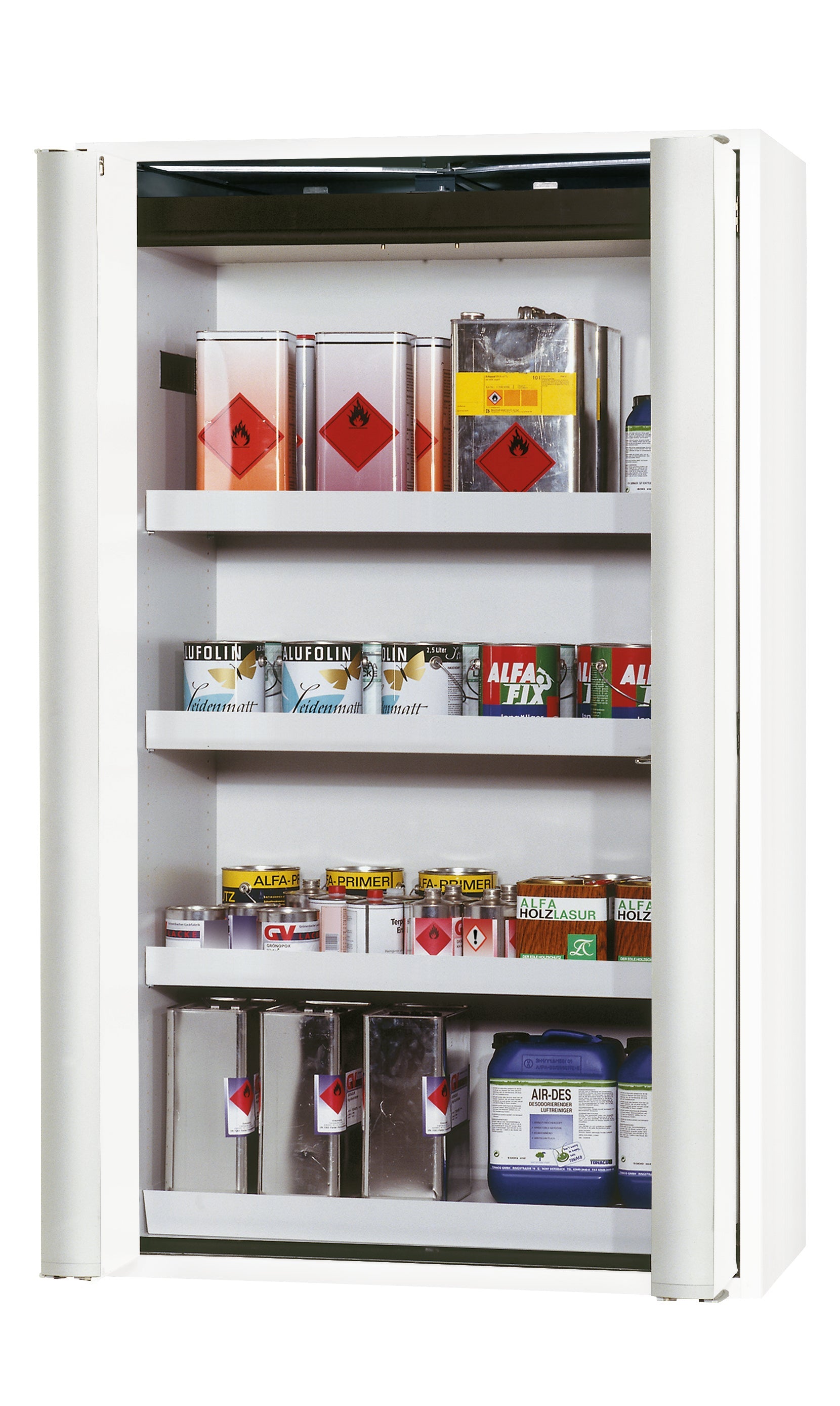 Type 90 safety cabinet S-PHOENIX Vol.2-90 model S90.196.120.FDAC in laboratory white (similar to RAL 9016) with 3x standard tray base (sheet steel)