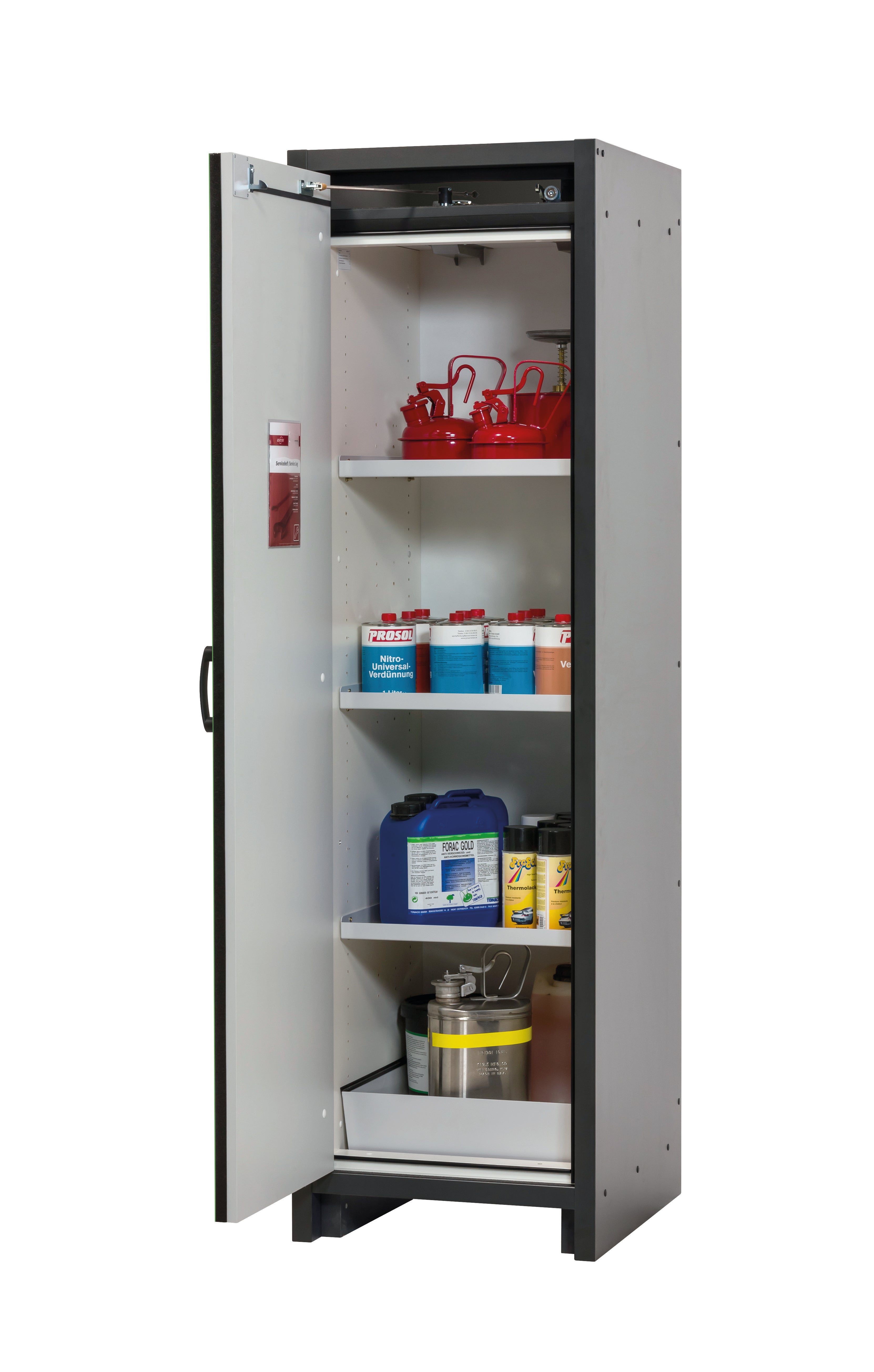 Typ 30 Sicherheitsschrank Q-CLASSIC-30 Modell Q30.195.056 in resedagrün RAL 6011 mit 3x Fachboden Standard (Stahlblech)