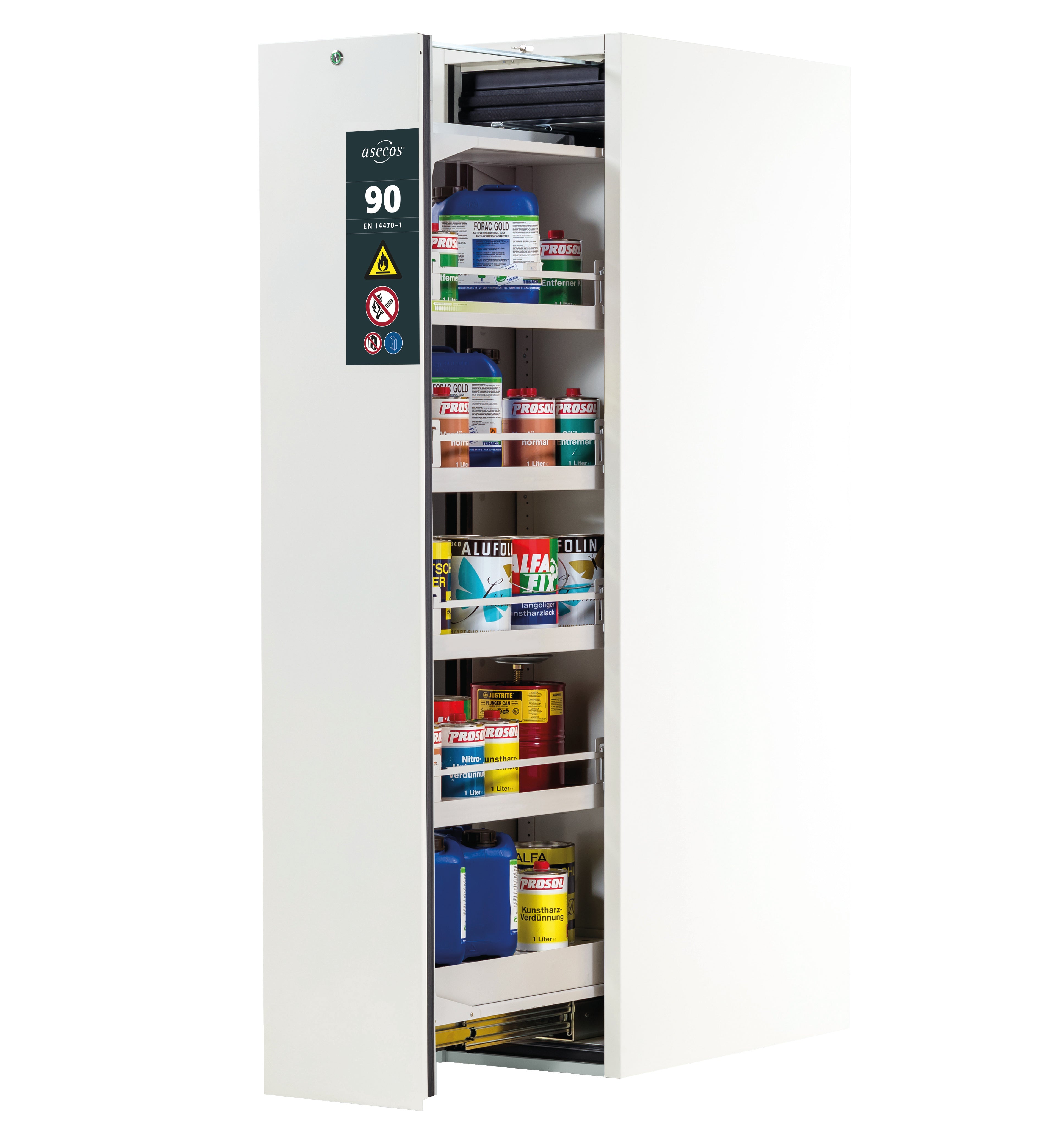 Type 90 safety cabinet V-MOVE-90 model V90.196.045.VDAC:0012 in laboratory white (similar to RAL 9016) with 4x standard tray base (sheet steel)