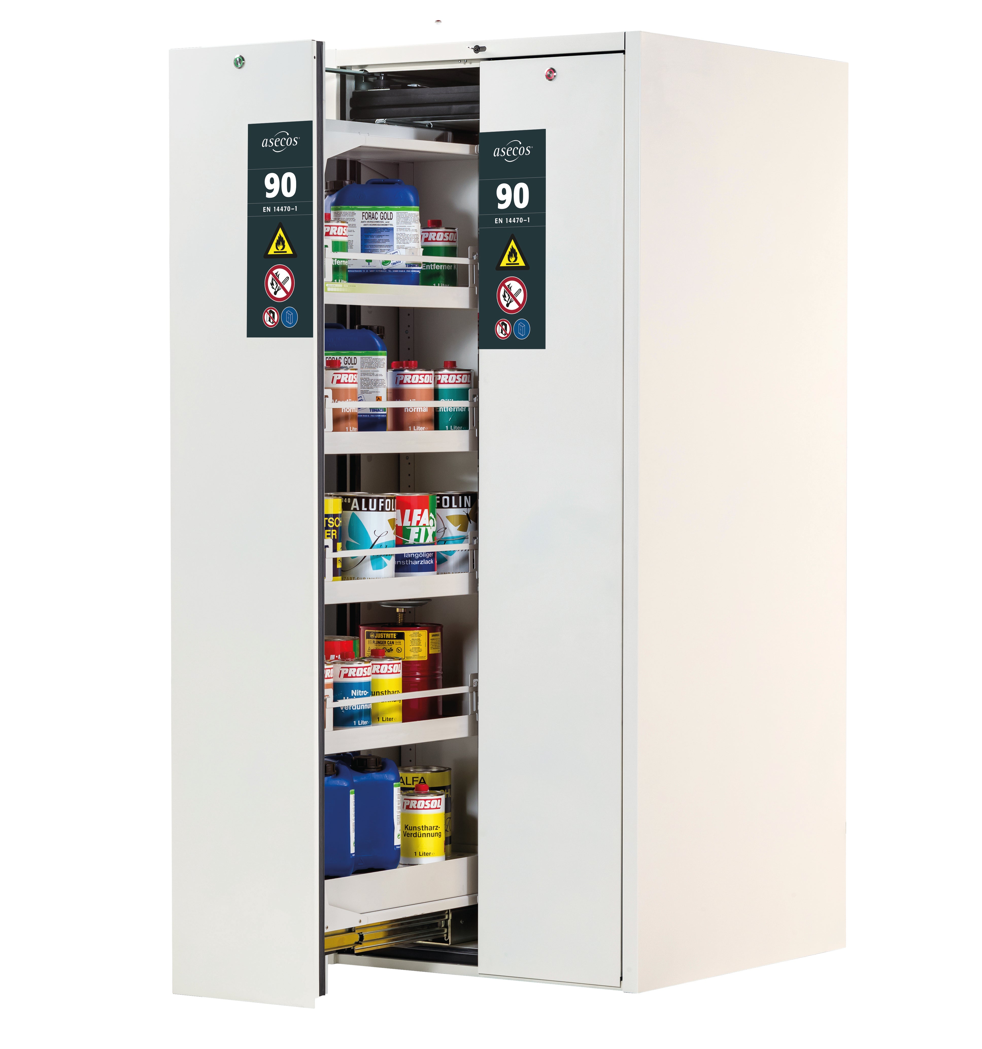 Type 90 safety cabinet V-MOVE-90 model V90.196.081.VDAC:0012 in laboratory white (similar to RAL 9016) with 4x standard tray base (sheet steel)