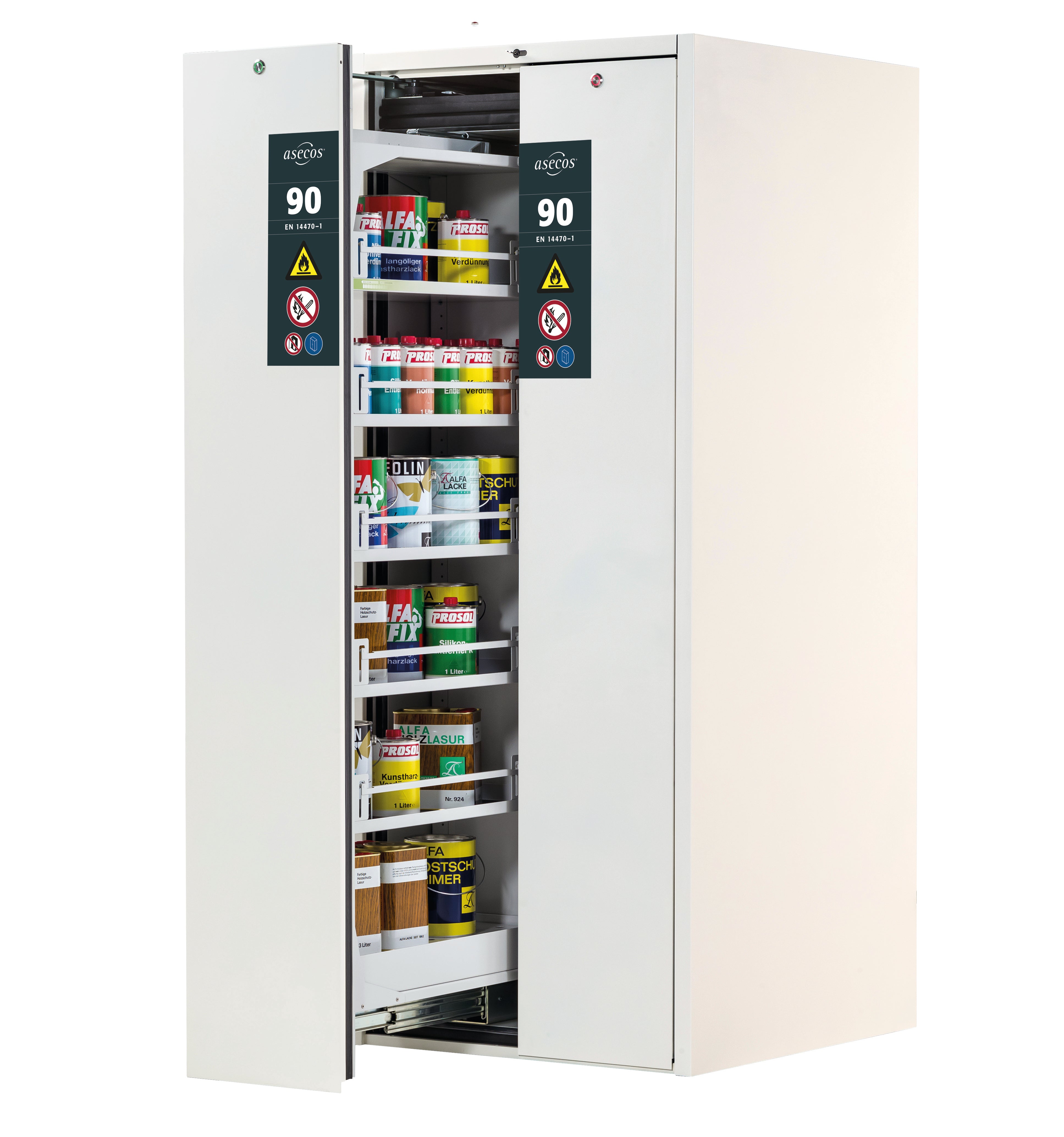 Type 90 safety cabinet V-MOVE-90 model V90.196.081.VDAC:0012 in laboratory white (similar to RAL 9016) with 5x standard shelves (sheet steel)