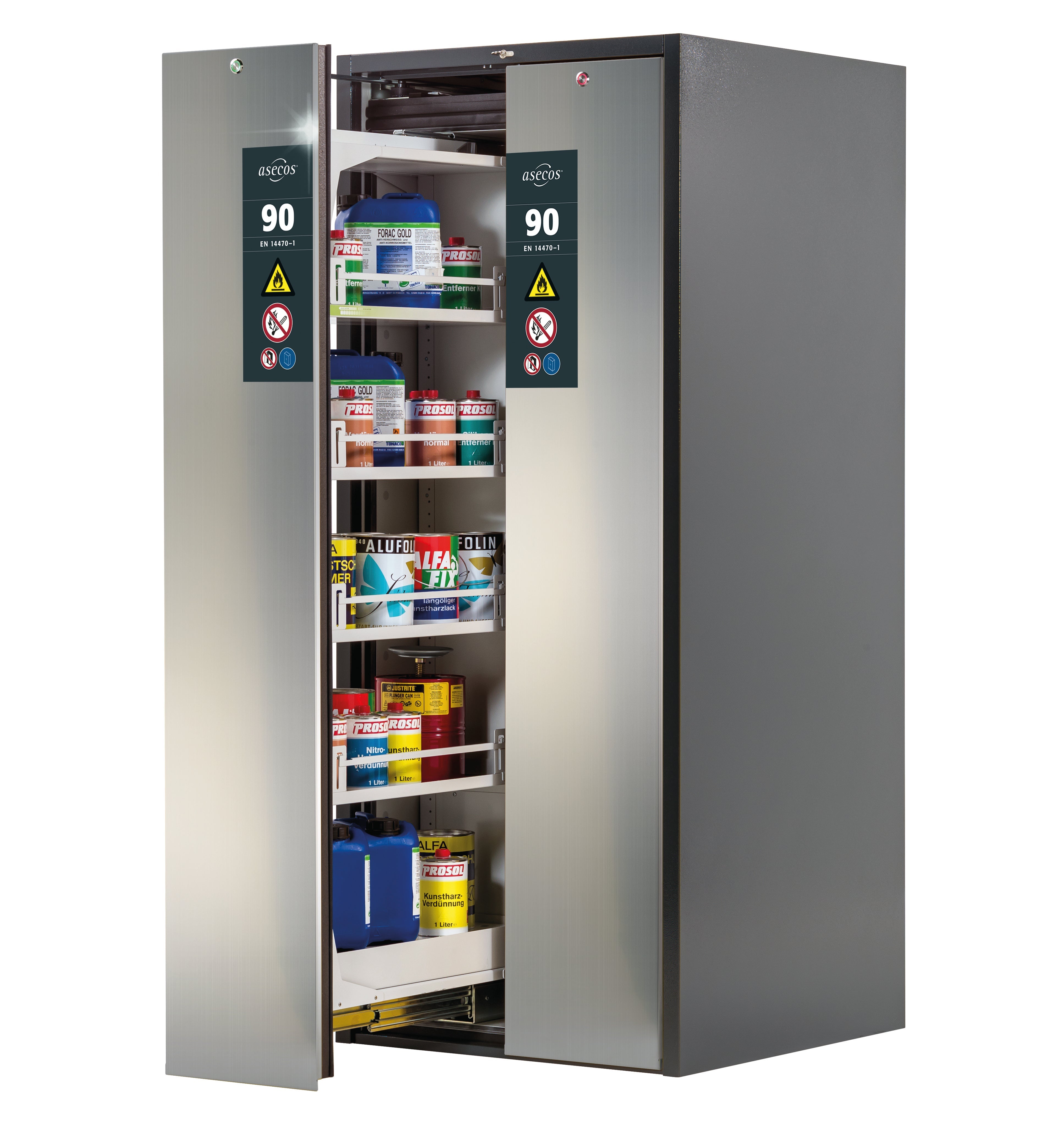Type 90 safety cabinet V-MOVE-90 model V90.196.081.VDAC:0013 in stainless steel with 4x standard shelves (sheet steel)
