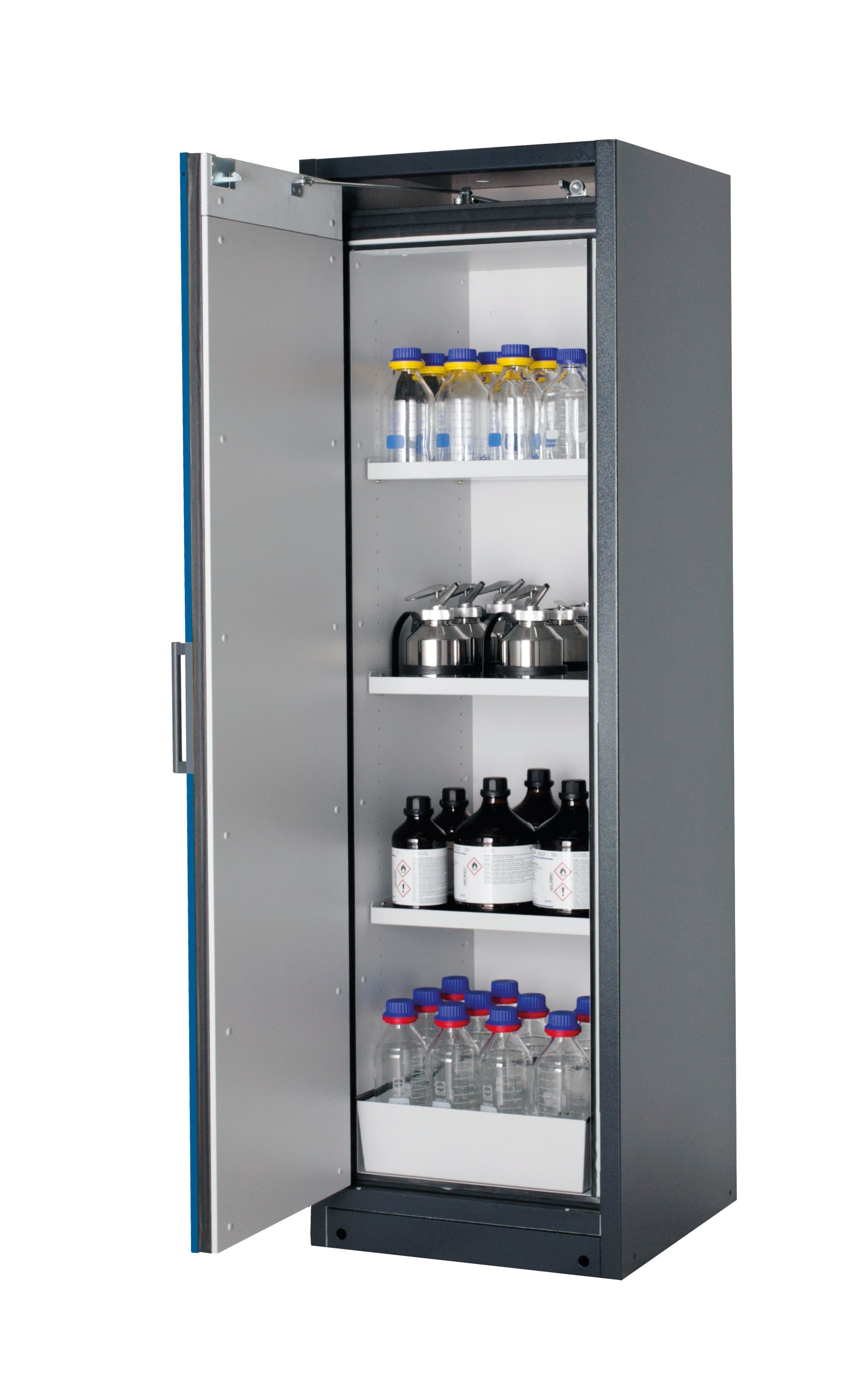 Typ 90 Sicherheitsschrank Q-CLASSIC-90 Modell Q90.195.060 in enzianblau RAL 5010 mit 3x Fachboden Standard (Stahlblech)