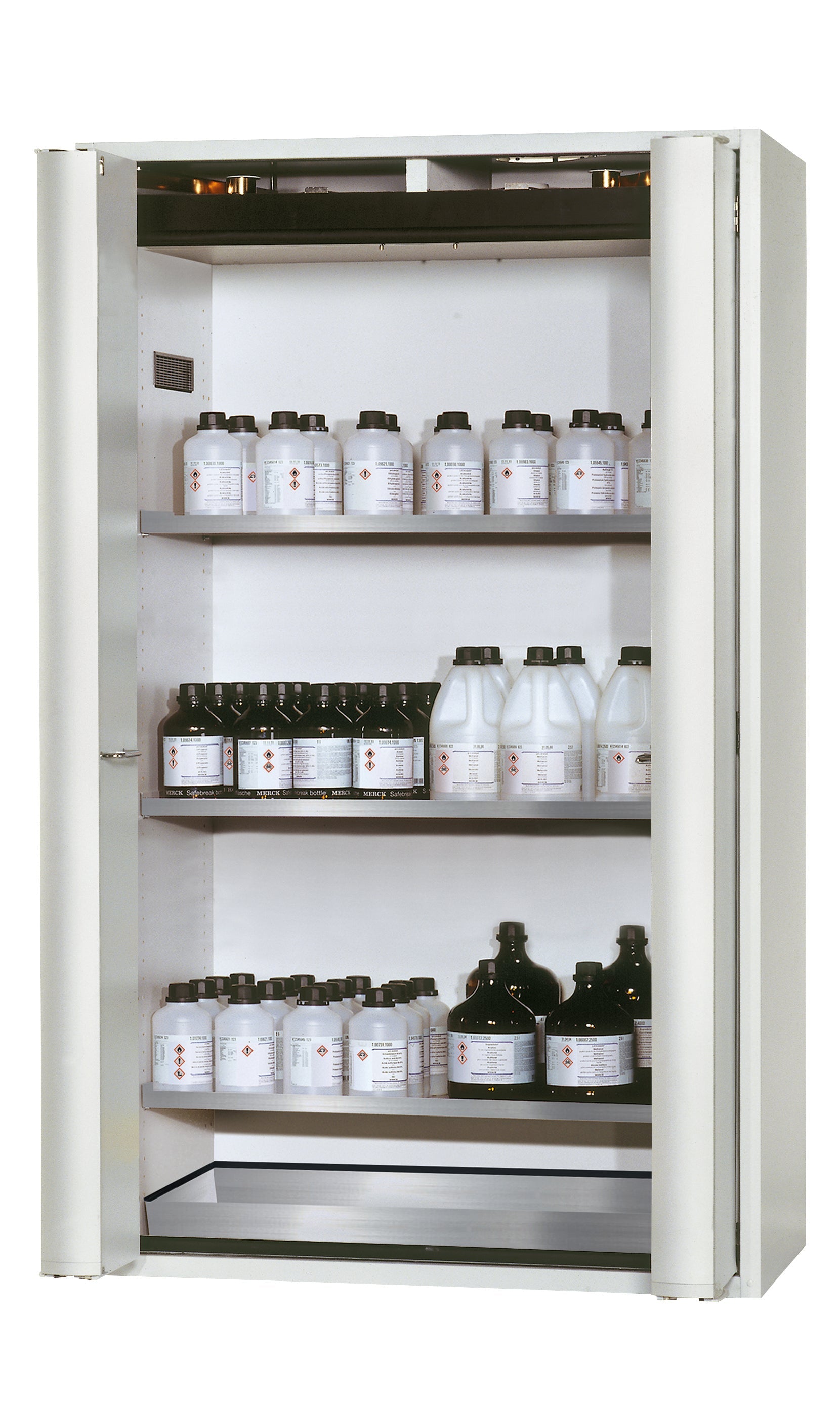 Type 90 Armoires de sécurité S-PHOENIX-90 modèle S90.196.120.FDAS en gris clair RAL 7035 avec 3x étagères standard (acier inoxydable 1.4301)