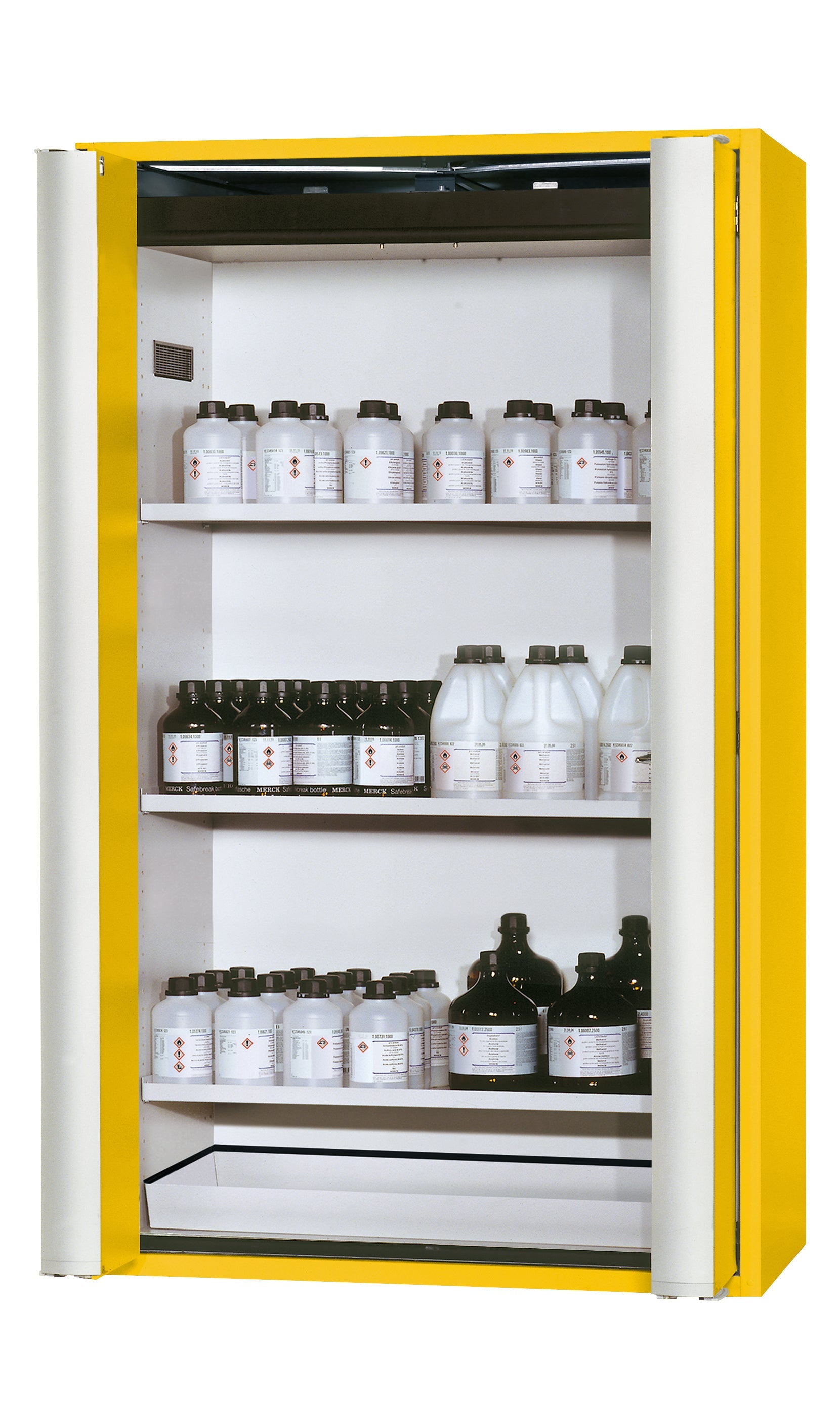 Typ 90 Sicherheitsschrank S-PHOENIX Vol.2-90 Modell S90.196.120.FDAC in sicherheitsgelb RAL 1004 mit 3x Fachboden Standard (Stahlblech)