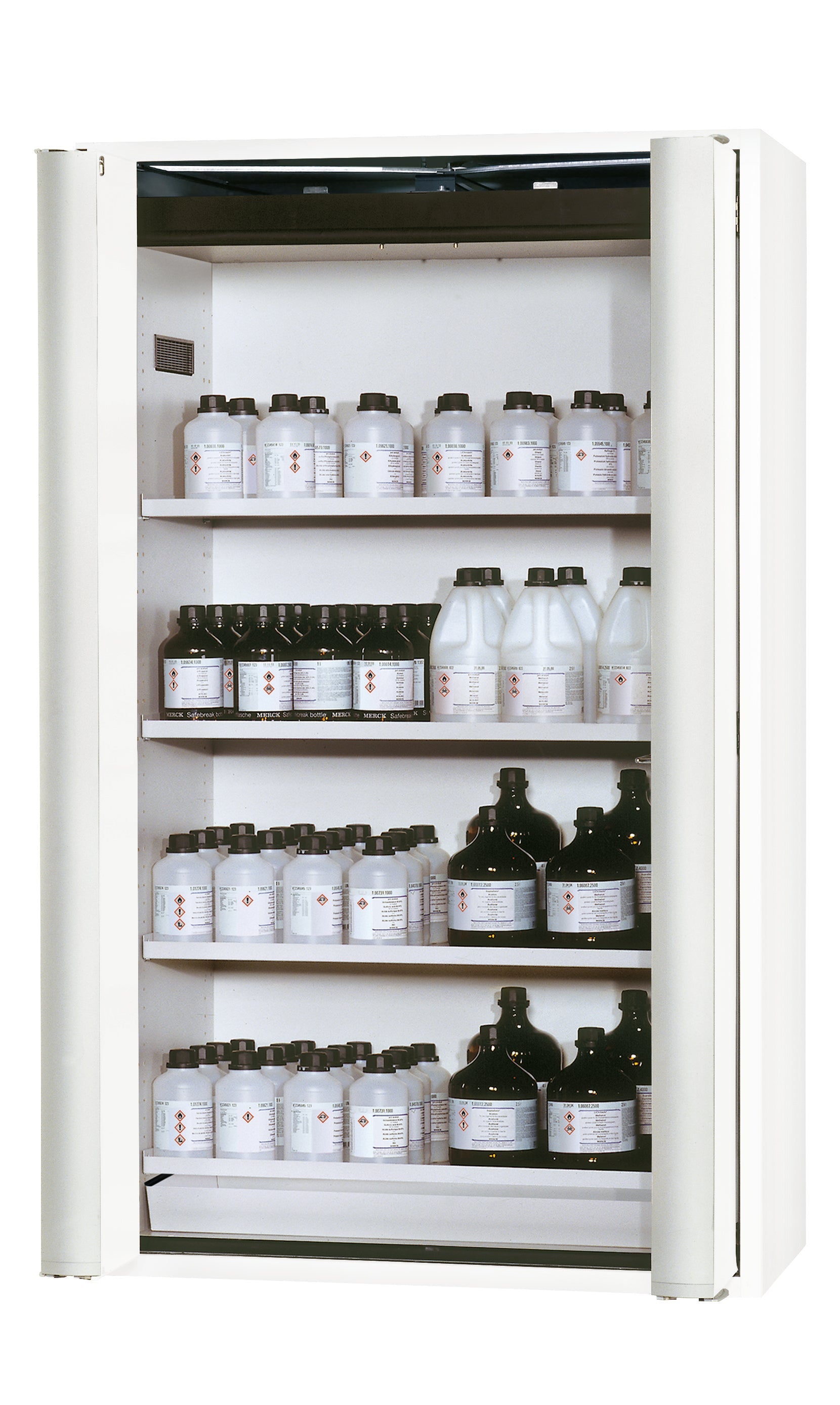 Type 90 safety cabinet S-PHOENIX Vol.2-90 model S90.196.120.FDAC in laboratory white (similar to RAL 9016) with 4x standard shelves (sheet steel)