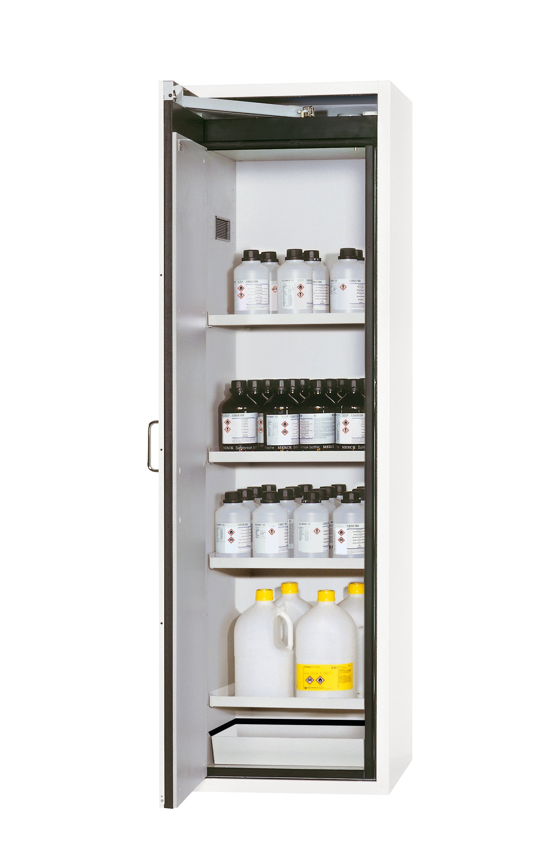 Armoire de sécurité type 90 S-CLASSIC-90 modèle S90.196.060.WDAS en blanc de laboratoire (similaire à RAL 9016) avec 4x étagères standard (tôle d'acier)
